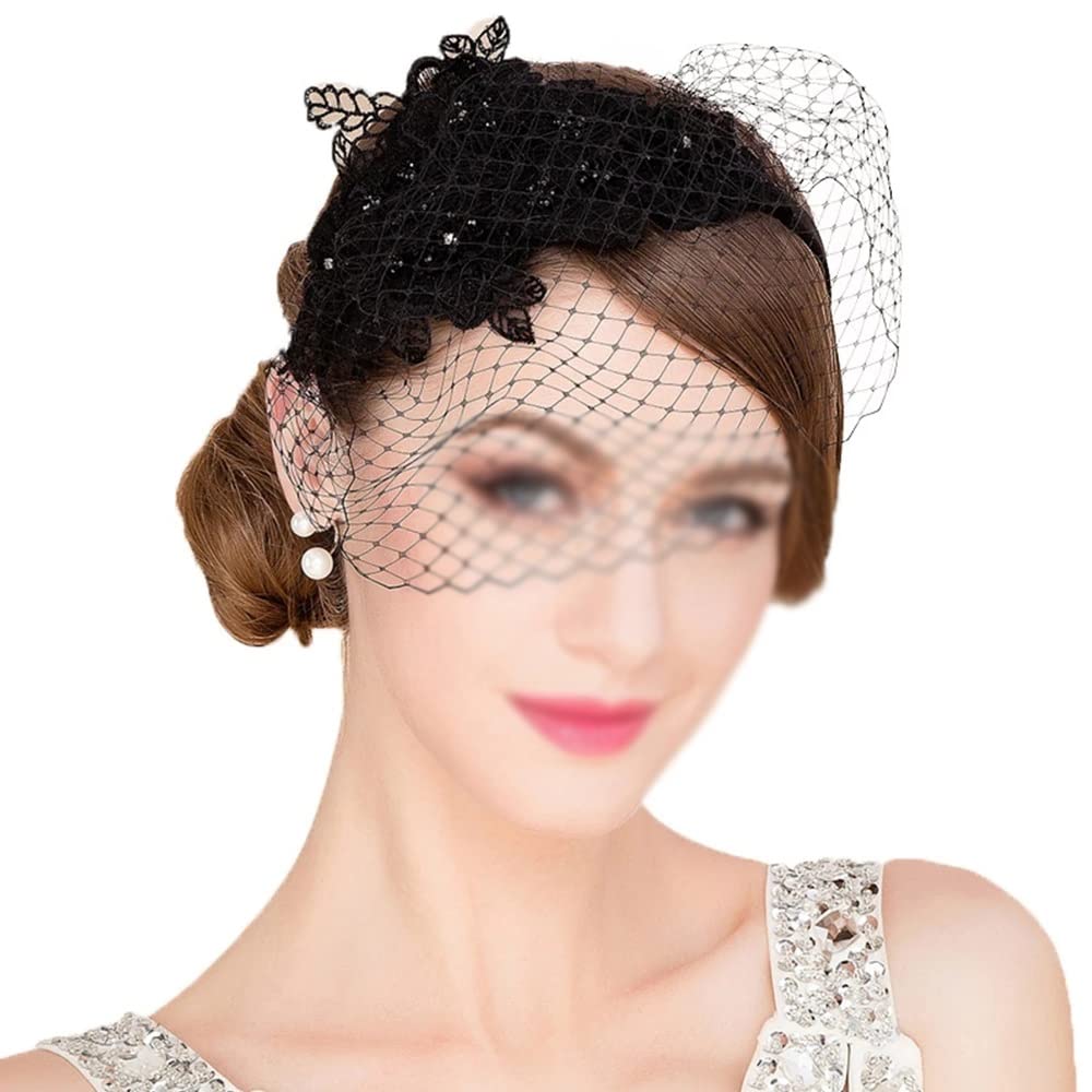 Elegant Black Veil Hat for Women - Summer Wedding & Special Occasion Headwear - One Size Fits All - Perfect for Bridal, Garden Parties & Formal Events