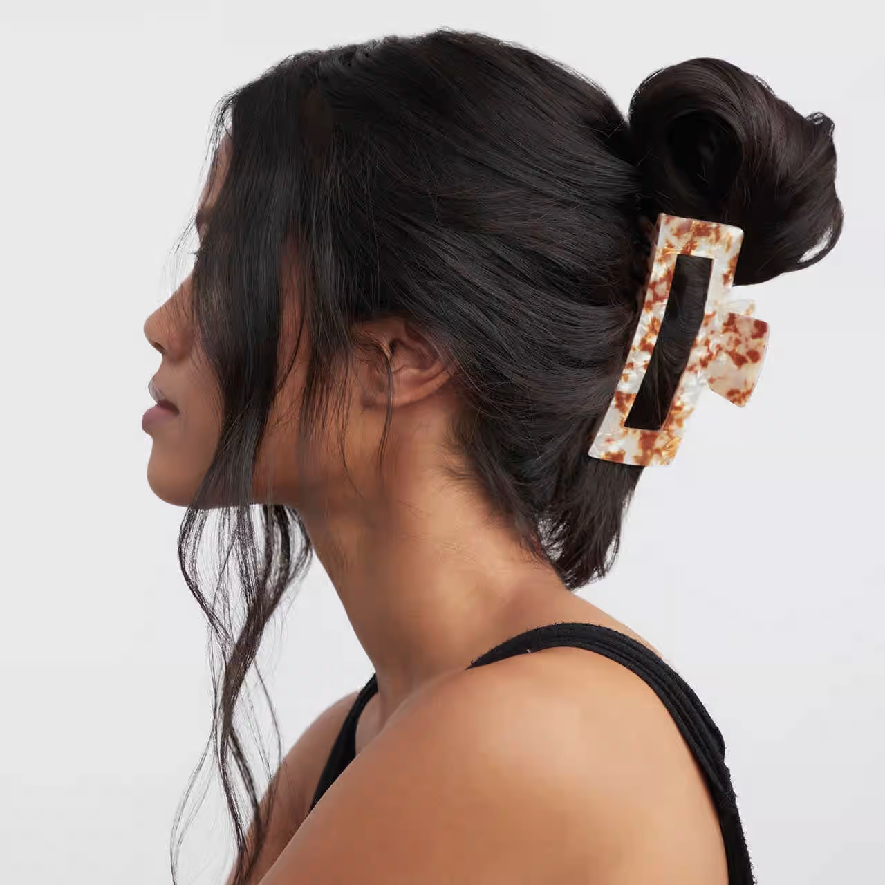 Eco-Friendly Jumbo Open Shape Claw Clip for Thick Hair - Brown | Sustainable Hair Accessories for Women, Perfect for Ponytails, Buns & Updos