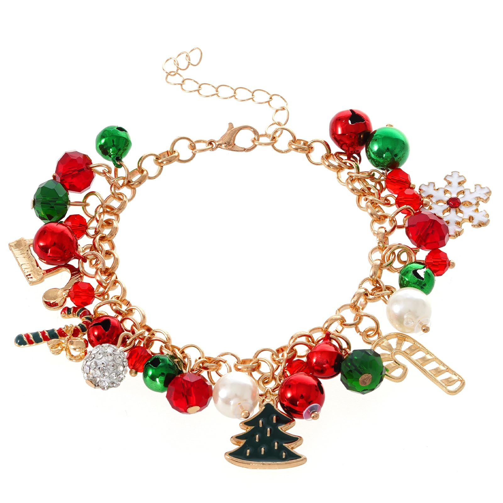 Lystaii Christmas Charm Bracelets for Women - Adjustable Link Bracelet with Festive Bells | Perfect Holiday Gift for Christmas Parties & Festive Occasions