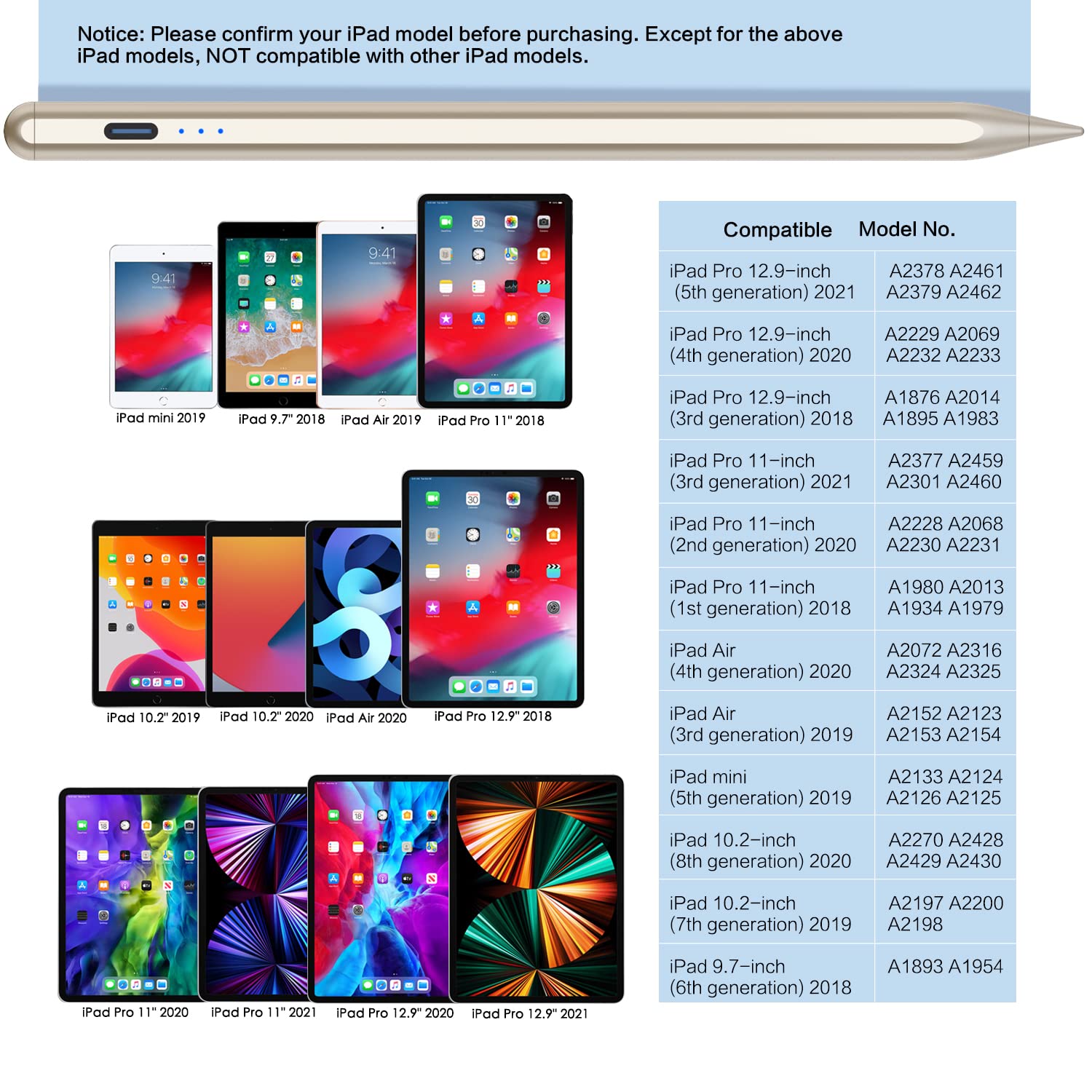 Premium Stylus Pen for iPad 10/9/8/7/6th Gen & iPad Pro 12.9/11/13-inch M4 | Fast Charging Apple Pencil Alternative (10-Min Charge) | Compatible with iPad Air 3/4/5/M2 & iPad Mini 5/6 | Starlight Edition | Perfect for Digital Art, Note-Taking & Professional Work