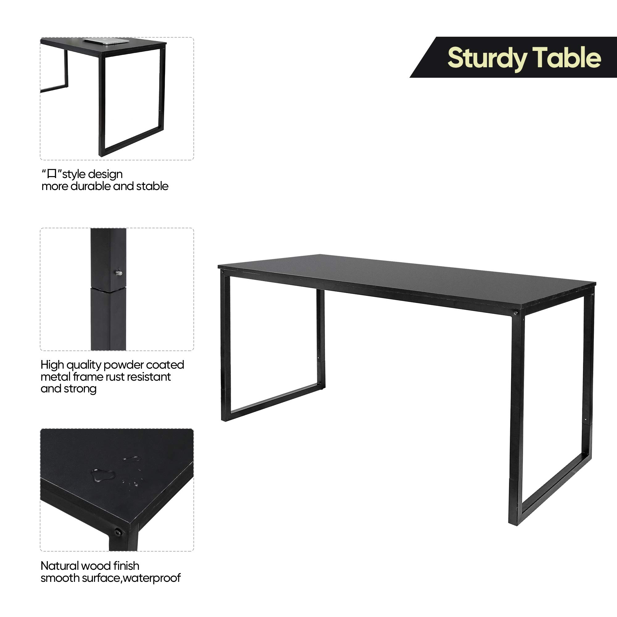 ZENY 55 Inch Computer Desk - Modern Simple Office Desk for Gaming, Writing, PC & Laptop Work, Study & Student Use (Black) | Perfect for Home Office, Dorm Room & Small Spaces