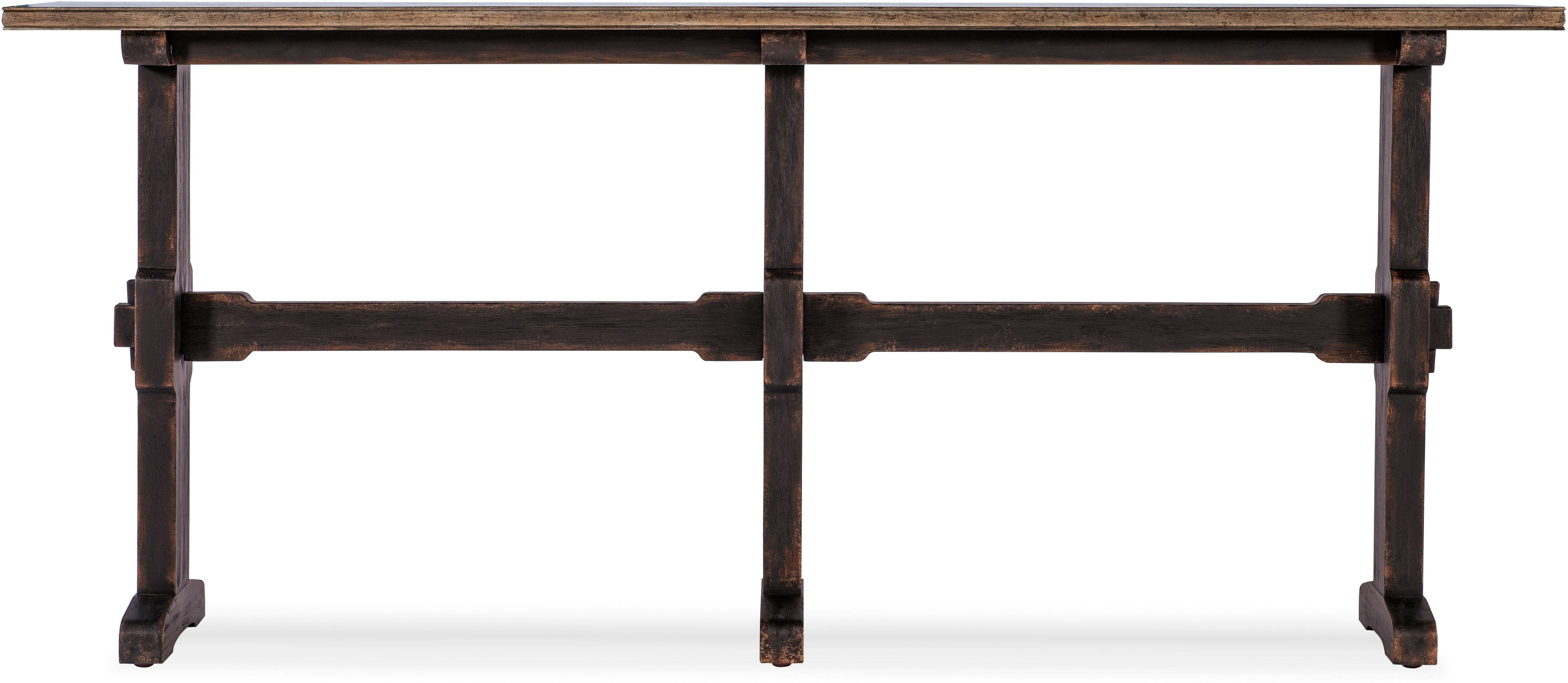 Americana Trestle Console Table - Farmhouse Style Entryway Table for Hallway, Living Room & Dining Room - Solid Wood Black Finish