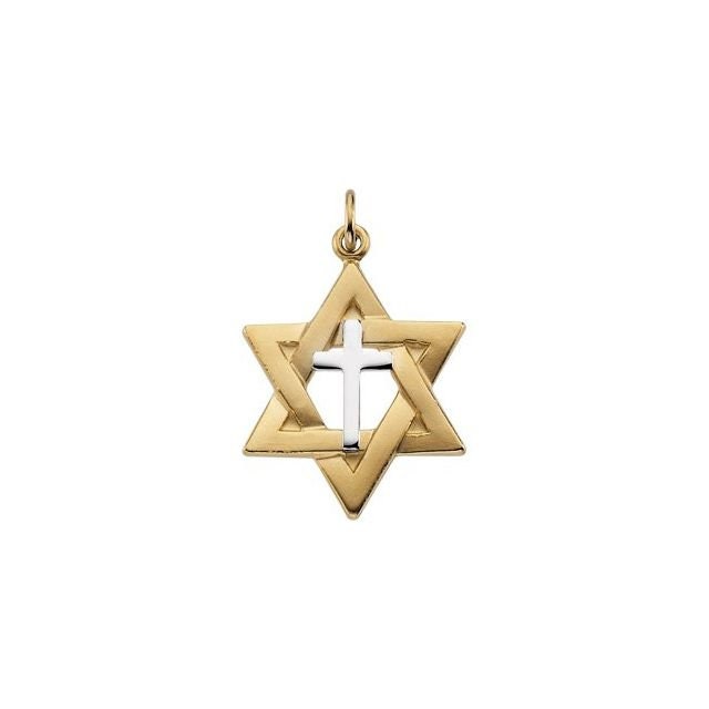 Yellow Gold Filled & Sterling Silver 22x19mm Star of David Pendant with Cross Charm - Elegant Jewish & Christian Jewelry for Gifts, Daily Wear & Special Occasions