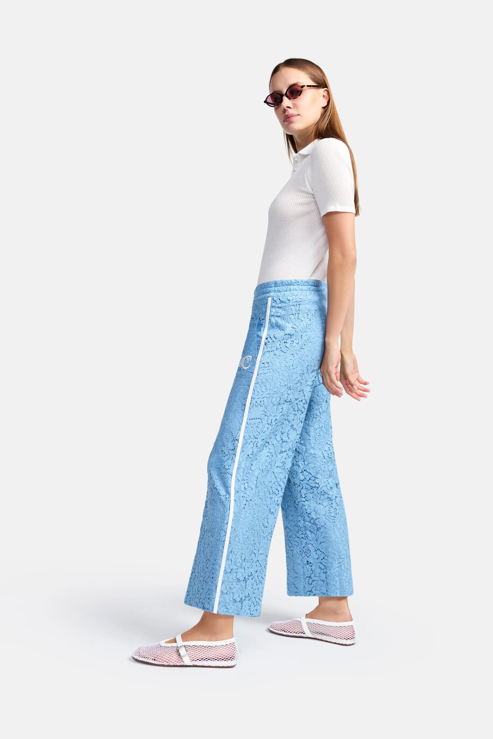 Clara Wide Leg Cropped Lace Pants for Women - Sky Blue | Boho Chic Summer Pants | Perfect for Beach, Vacation & Casual Outfits
