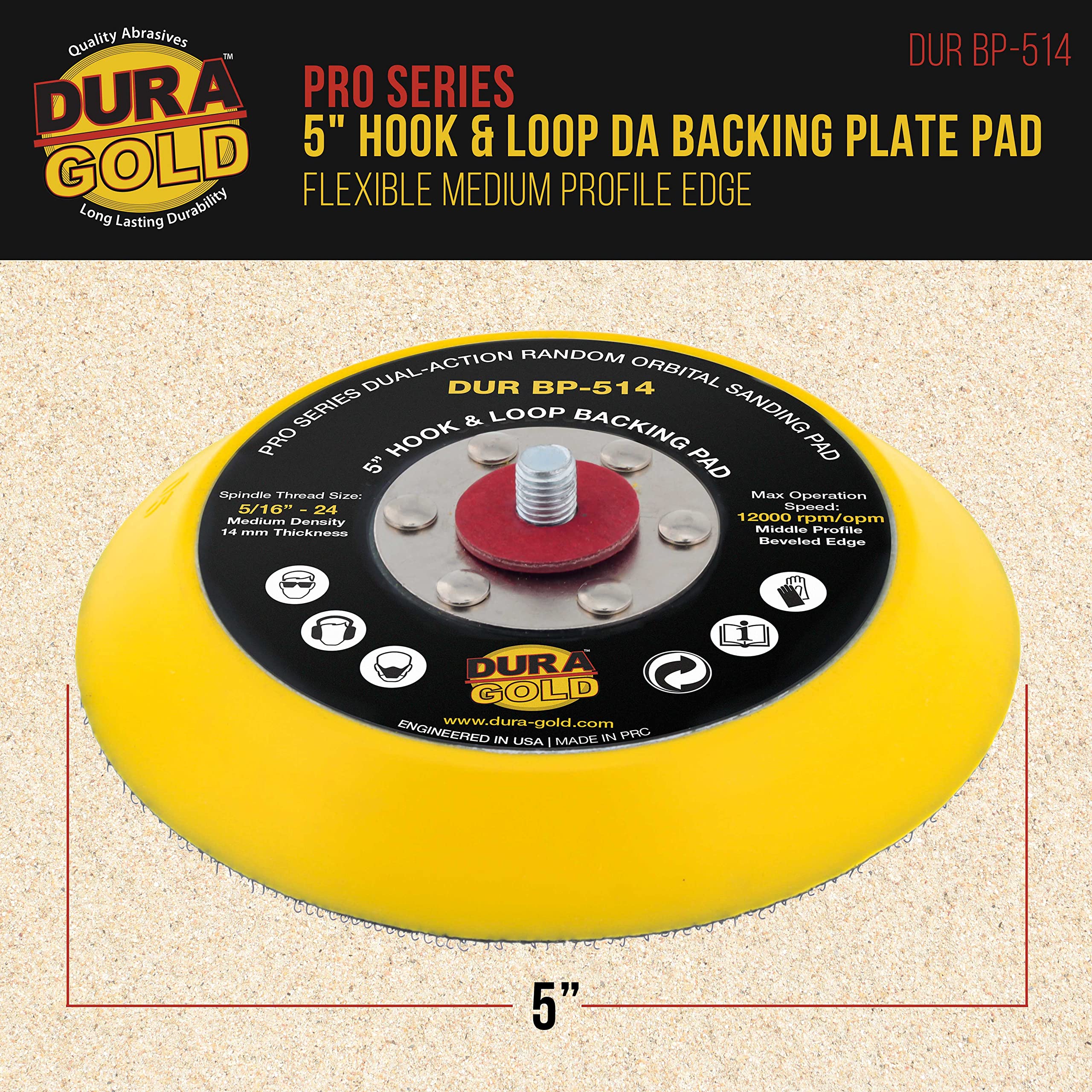 Dura-Gold 5 Inch Green Film PSA Sanding Discs 500 Grit with 5 Inch Hook & Loop DA Sander Backing Plate Pad - Perfect for Automotive, Woodworking & Metal Polishing