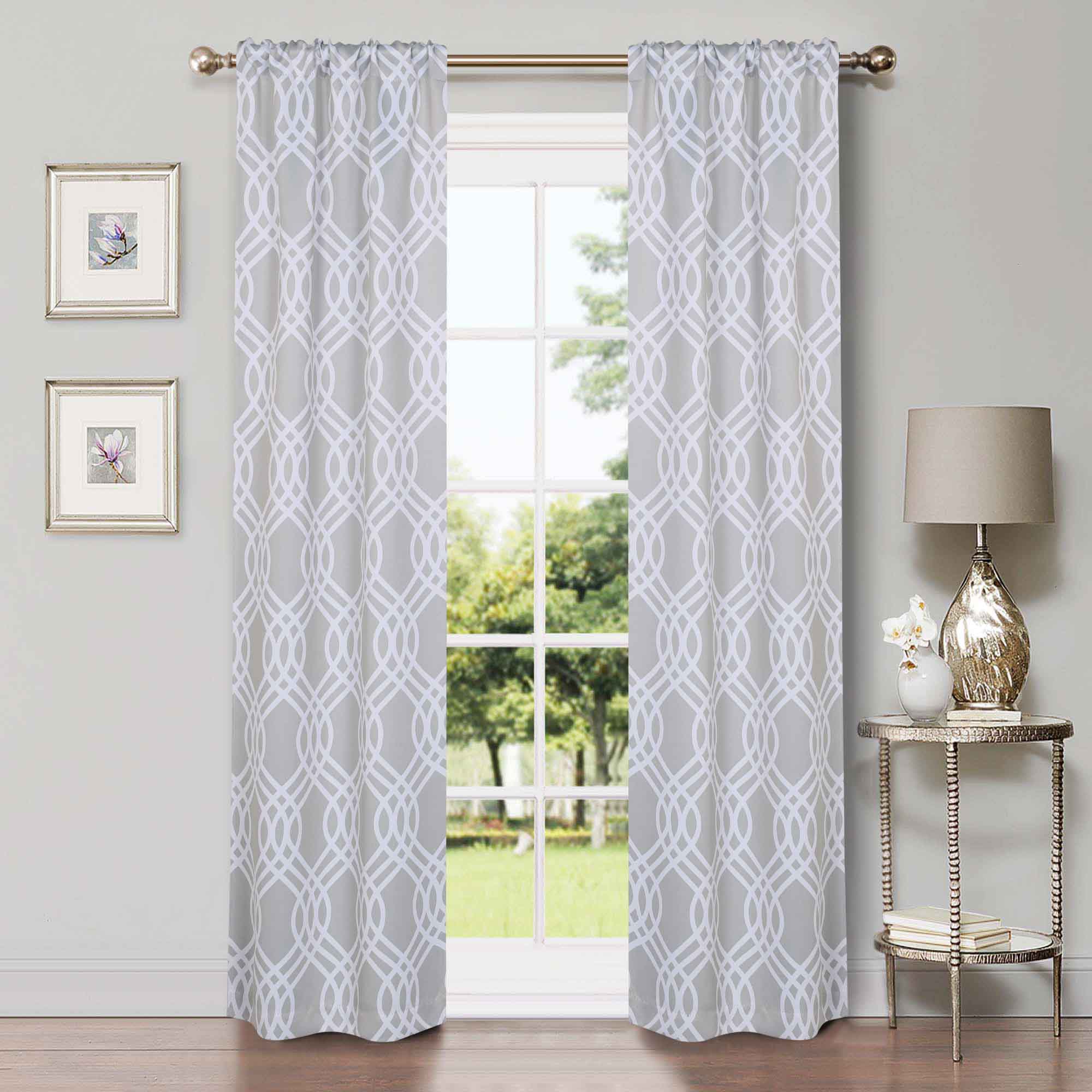 Washable Blackout Curtains with Ribbon Trellis Design - Room Darkening Window Treatment for Bedroom & Living Room - Thermal Insulated Drapes for Better Sleep and Energy Efficiency