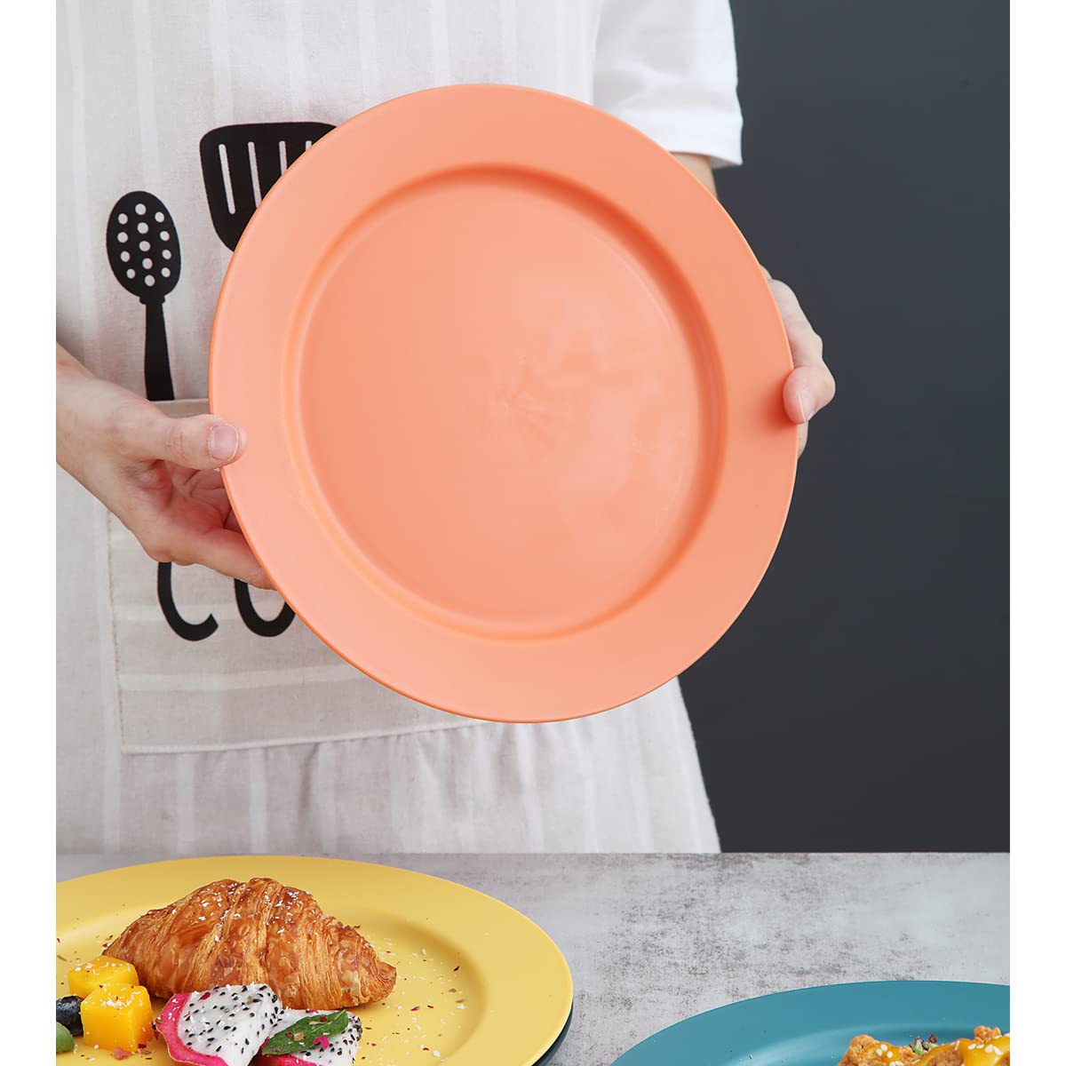 Kyraton 10-Inch Large Plastic Plates Set of 8 - Unbreakable, BPA-Free, Dishwasher & Microwave Safe, Lightweight Dinner Plates (Multi-Color) - Perfect for Parties, Picnics, Camping & Everyday Dining