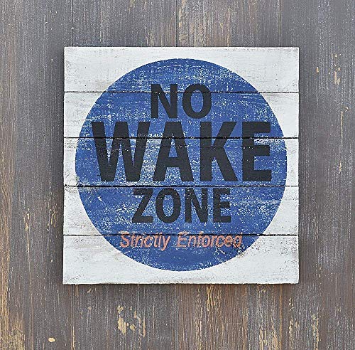 No Wake Zone Funny Wood Sign - Rustic Lake House Decor for Coastal & Beach Homes, Kids Room Nursery Wall Art - Perfect for Doors, Living Rooms & Outdoor Spaces