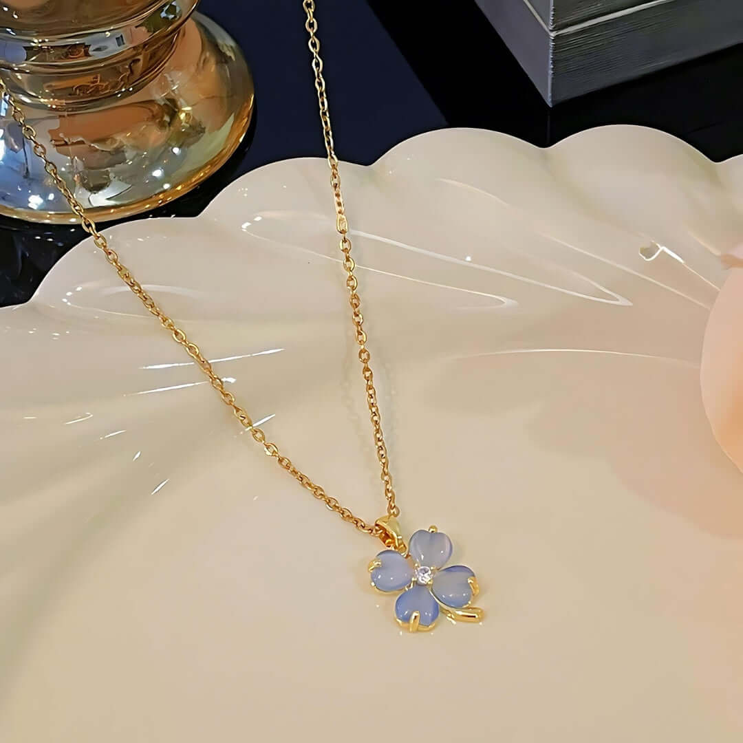 Lucky Titanium Four Leaf Clover Pendant Necklace for Women | HN2130 | Elegant Jewelry Gift for Birthday, Anniversary & St. Patrick's Day