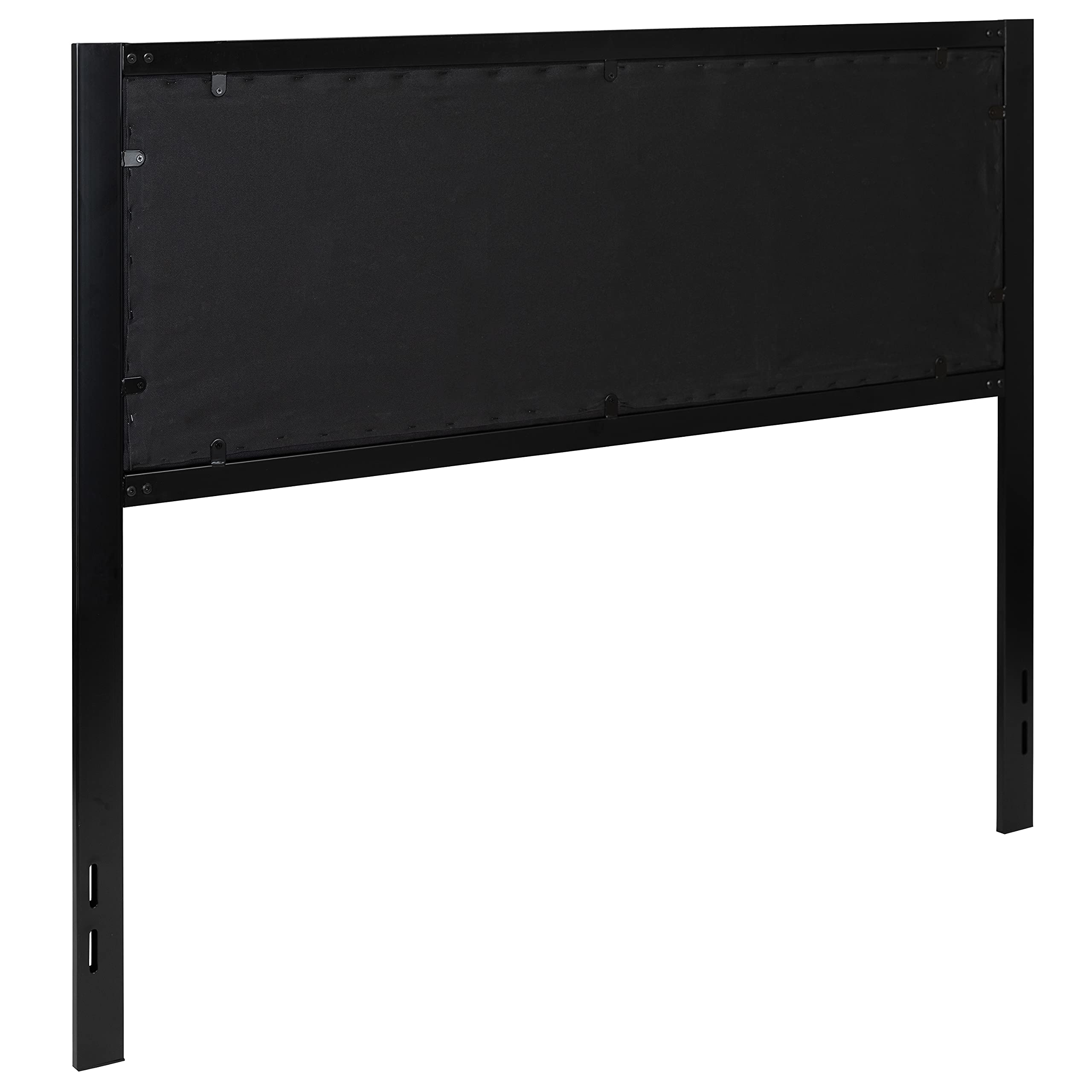 EMMA + OLIVER Queen Size Upholstered Fabric Headboard with Metal Frame - Black Bed Headboard for Master Bedroom, Attaches to Standard Bed Frames - Perfect for Modern & Contemporary Bedroom Decor