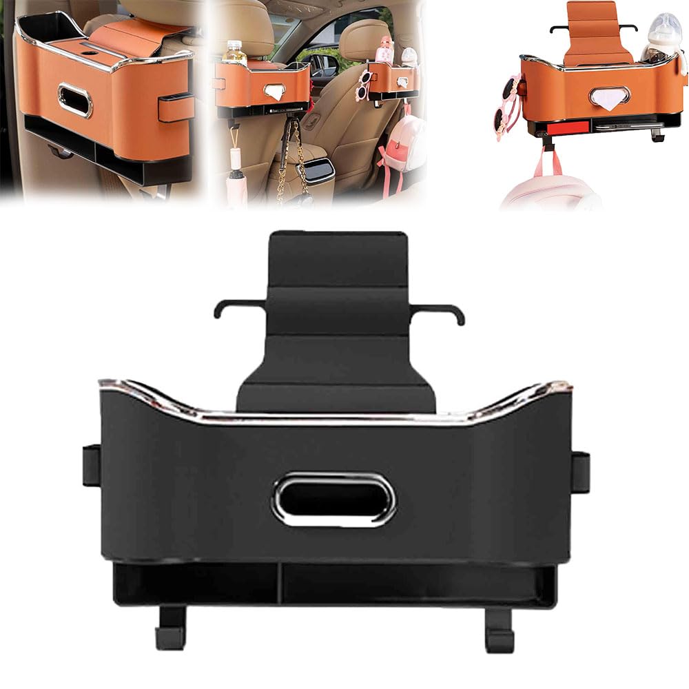 Cimario Car Seat Storage Organizer - Multifunctional Back Seat Storage Box with Car Logo, Black (1Pc) - Perfect for Road Trips, Family Travel & Keeping Your Car Neat