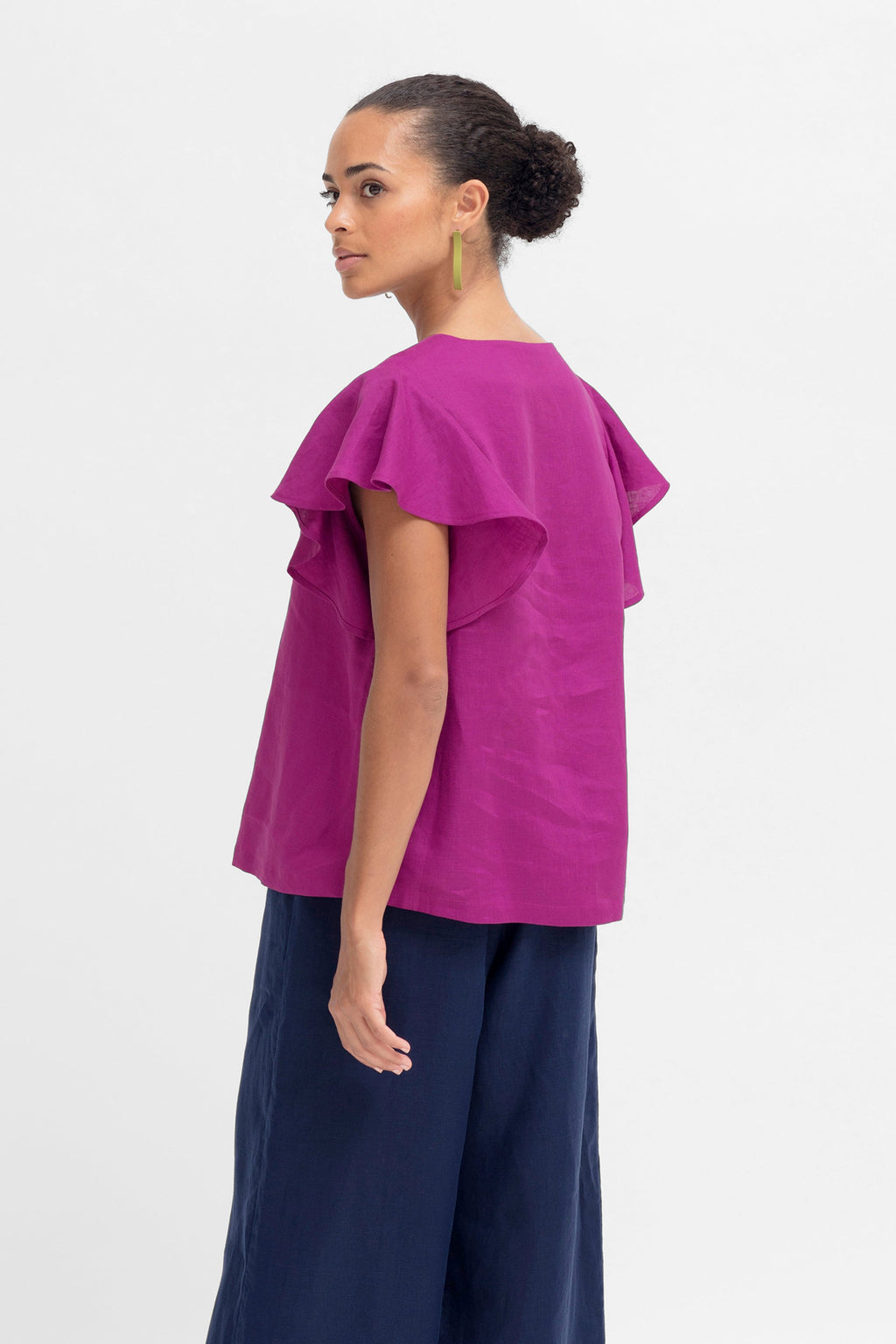 ELK Women's Linen Blouse - Soft Breathable Short Sleeve Tunic Top for Summer, Casual Wear & Beach Outfits