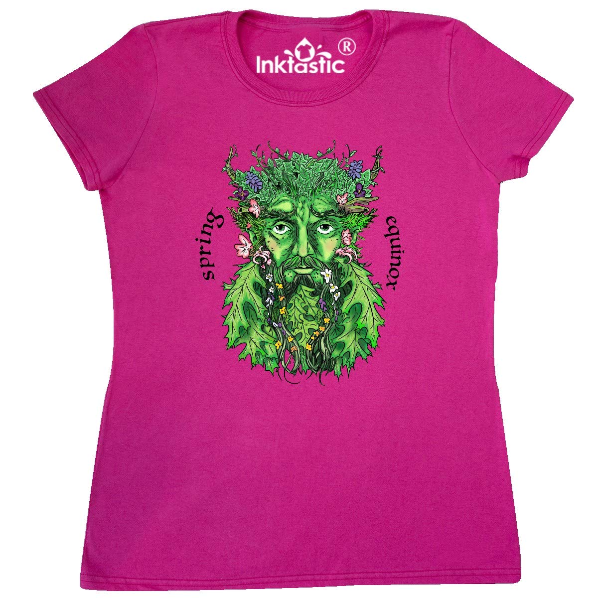 Inktastic 1st Day of Spring Greenman Spring Equinox Women's T-Shirt - Comfortable Graphic Tee for Women, Earth Day Celebration, Nature Lover Apparel, Casual Spring Outfit