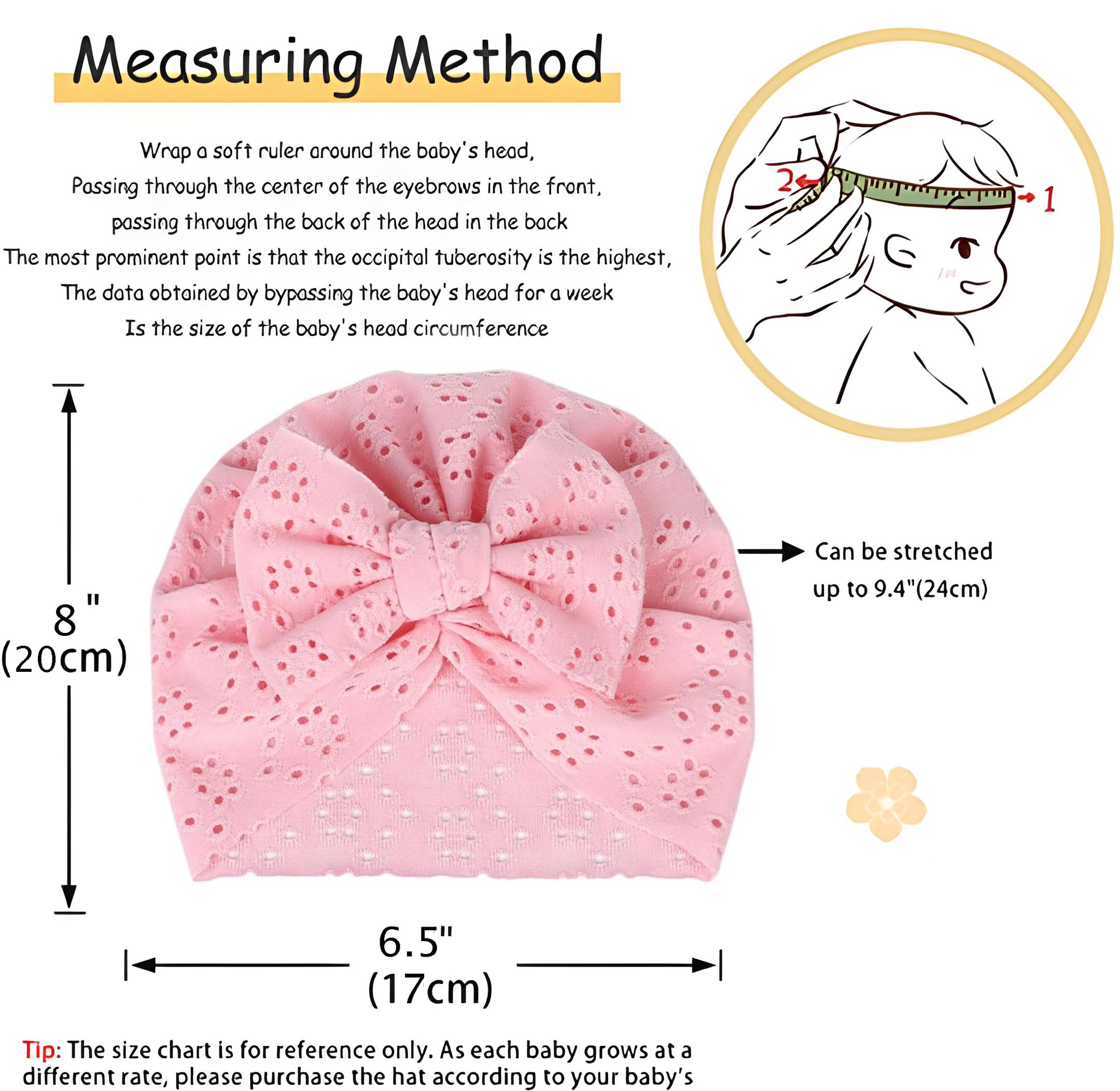Premium Soft Stretchable Headband for Baby & Girls - RedChimes Designer Bow Hair Accessory (1 Pack, Pink) - Perfect for Everyday Wear, Parties & Photo Shoots