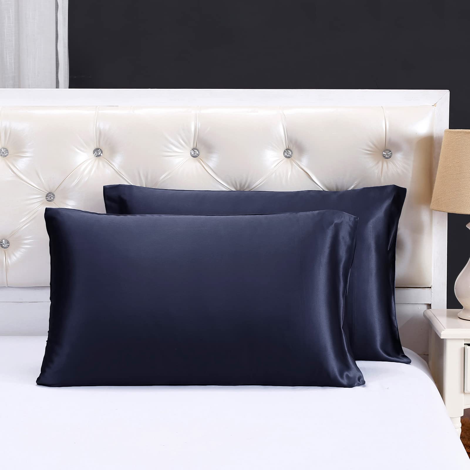 LILYSILK 4-Piece 100% Pure Mulberry Silk Bedding Set - 19 Momme Twin Size with Flat Sheet, Fitted Sheet & Oxford Pillowcases (Navy Blue) | Luxury Soft Silk Sheets for Comfortable Sleep & Hotel-Style Bedroom Decor
