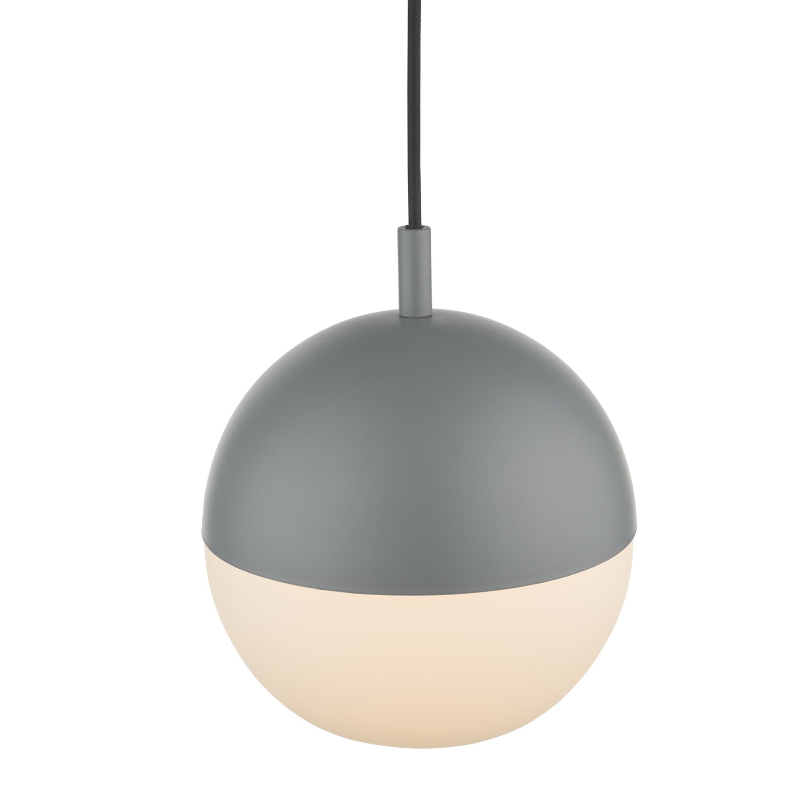 Andre 1-Light Single Pendant Light Fixture in Grey/Brass with Opal Glass Shade - Perfect for Kitchen Island, Dining Room or Entryway Lighting