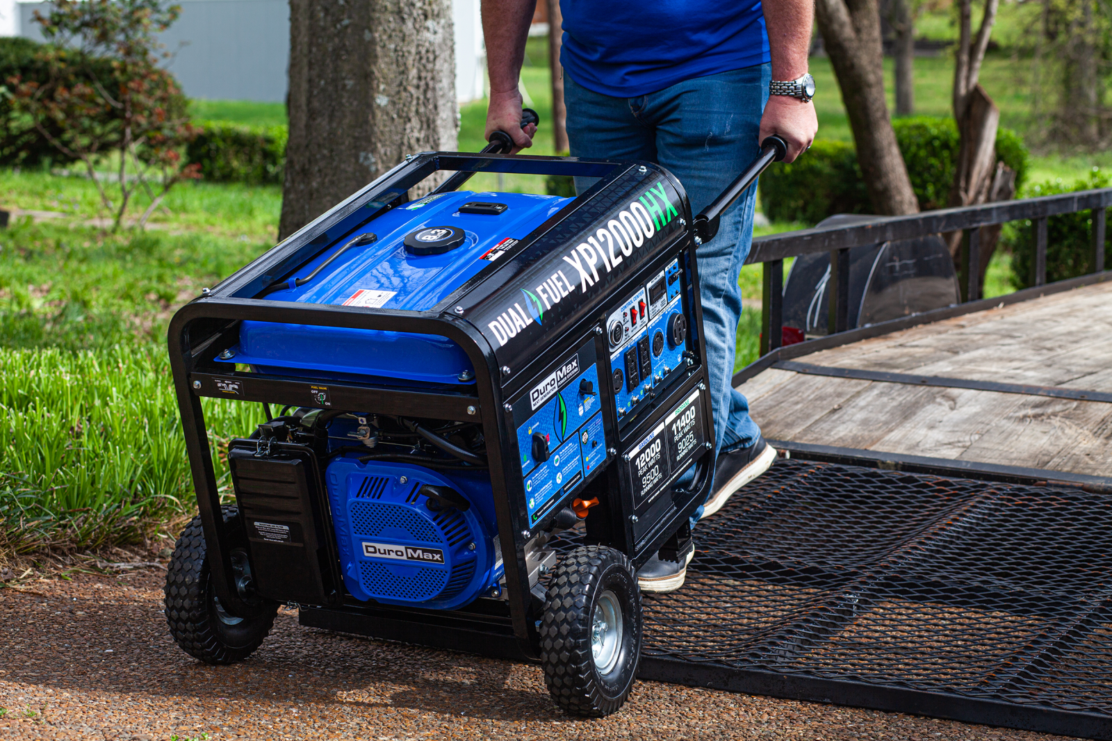 12,000 Watt Dual Fuel Portable HX Generator with CO Alert - Reliable Backup Power for Home, Camping & Emergency Use