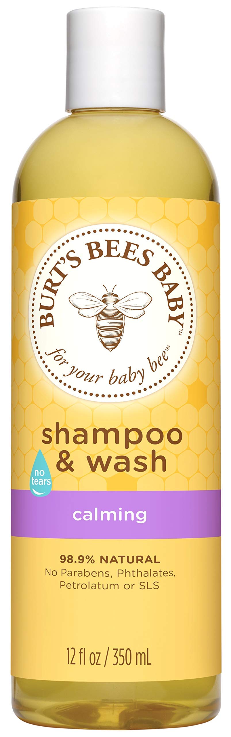 Burt's Bees Baby Shampoo & Wash - Calming Lavender & Vanilla Scent - 12 fl oz - Tear-Free & Hypoallergenic for Sensitive Skin - Perfect for Bedtime Baths & Gentle Newborn Care
