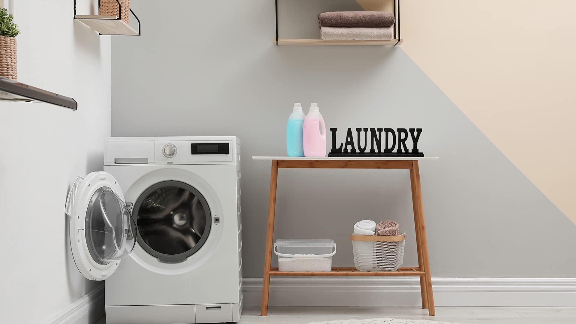 Laundry Room Decor Sign - Rustic Farmhouse Freestanding Wood Block Letters for Laundry & Home Decoration | Perfect for Laundry Rooms, Farmhouse Style Homes & Gift Giving