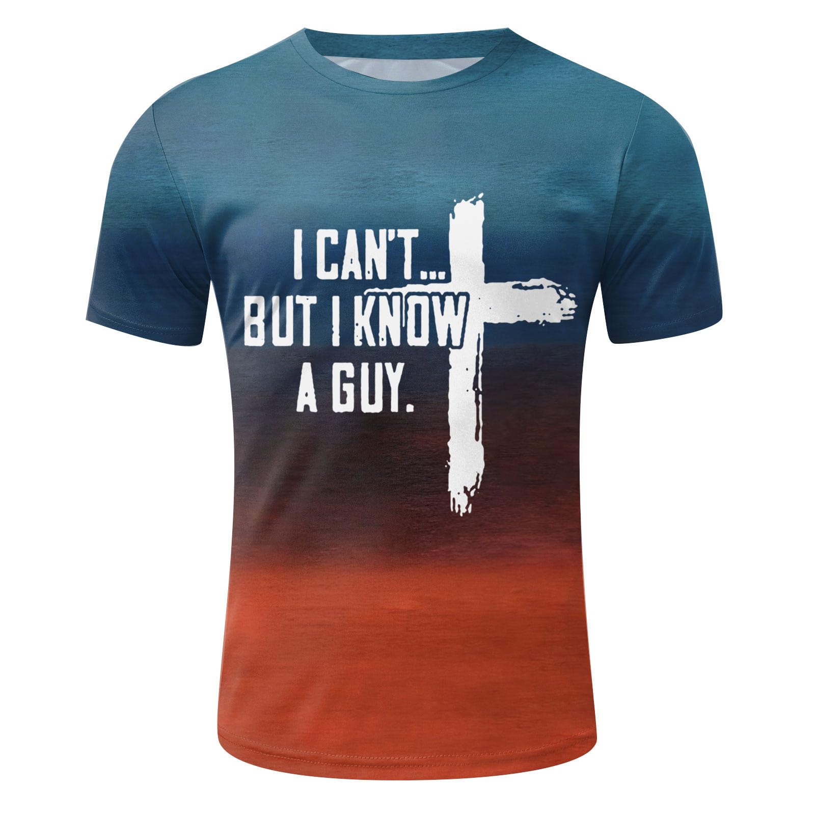 Funny Christian T-Shirts for Men - 'I Can't But I Know A Guy' Letter Printed Novelty Tees | Church Outfits, Youth Group Events & Casual Wear