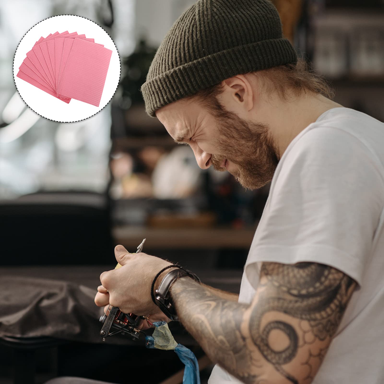 Healifty 125Pcs Disposable Dental Bibs & Tattoo Table Covers - Waterproof Patient Bibs for Dental, Tattoo & Piercing Procedures - Ideal for Clinics, Salons & Medical Offices
