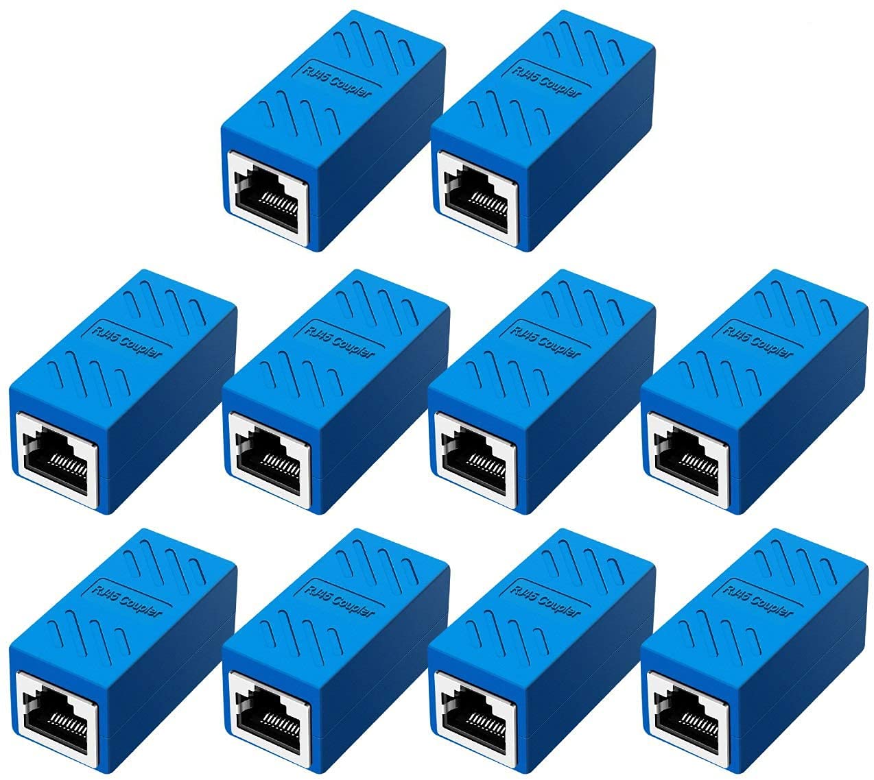 **10 Pack Blue Ethernet Coupler - Female to Female Cat6 Inline Coupler for Cat7/Cat6/Cat5/Cat5e Cable Extension - High-Speed Network Connector for Home, Office & Gaming Setup**