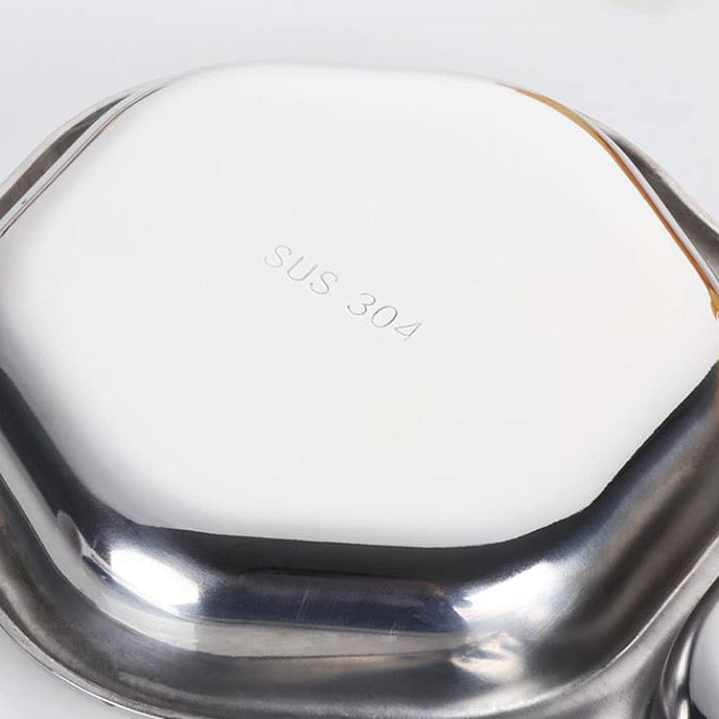 Stainless Steel 2-Compartment Condiment Bowl - Perfect for Salad Dressing, Soy Sauce, Vinegar, Spices, Sushi & BBQ Seasoning | Small Dip Dish for Kitchen, Dining & Outdoor Use (Size B)
