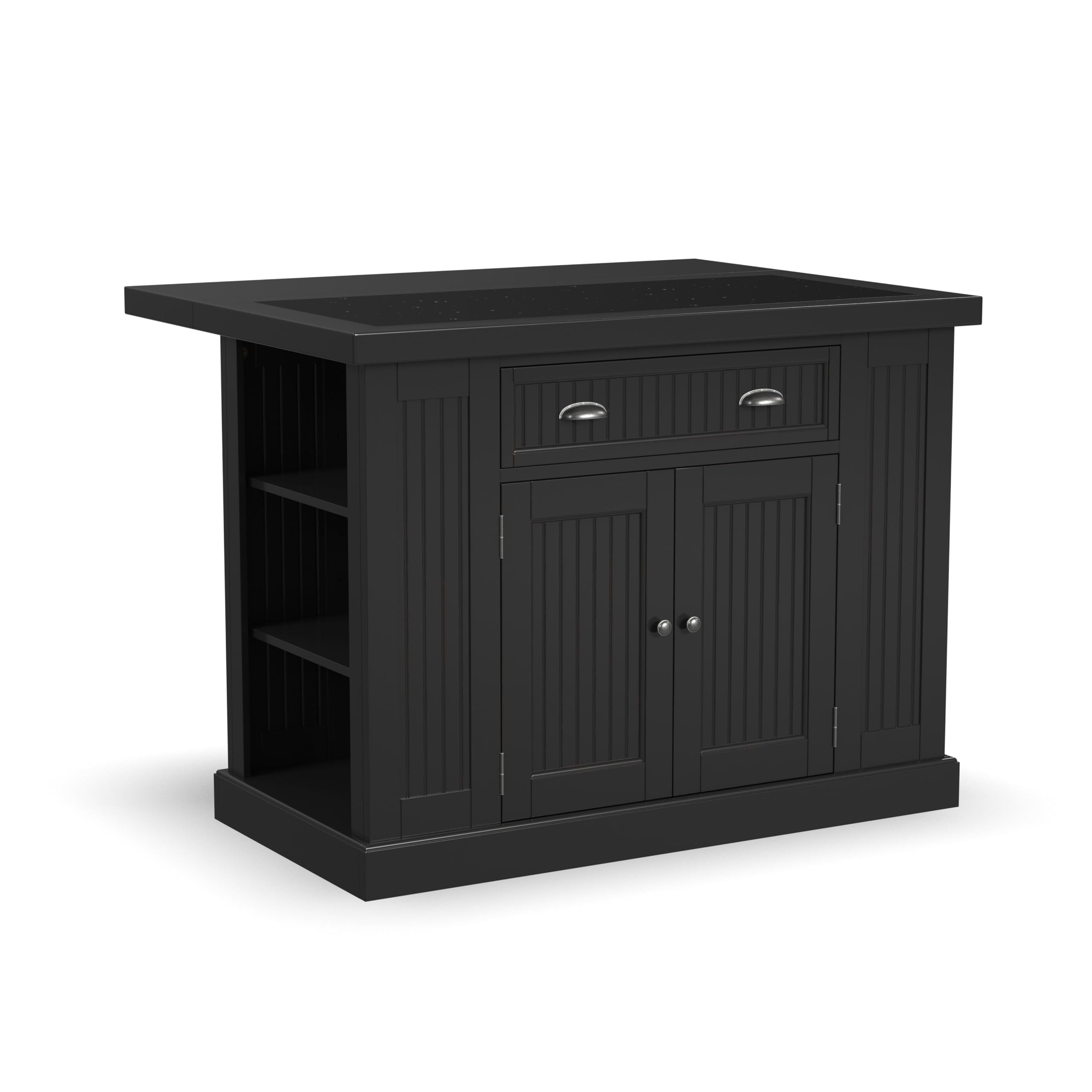 Homestyles Nantucket Kitchen Island in Black - Stylish Kitchen Cart with Storage for Small Spaces | Perfect for Meal Prep, Entertaining & Extra Counter Space