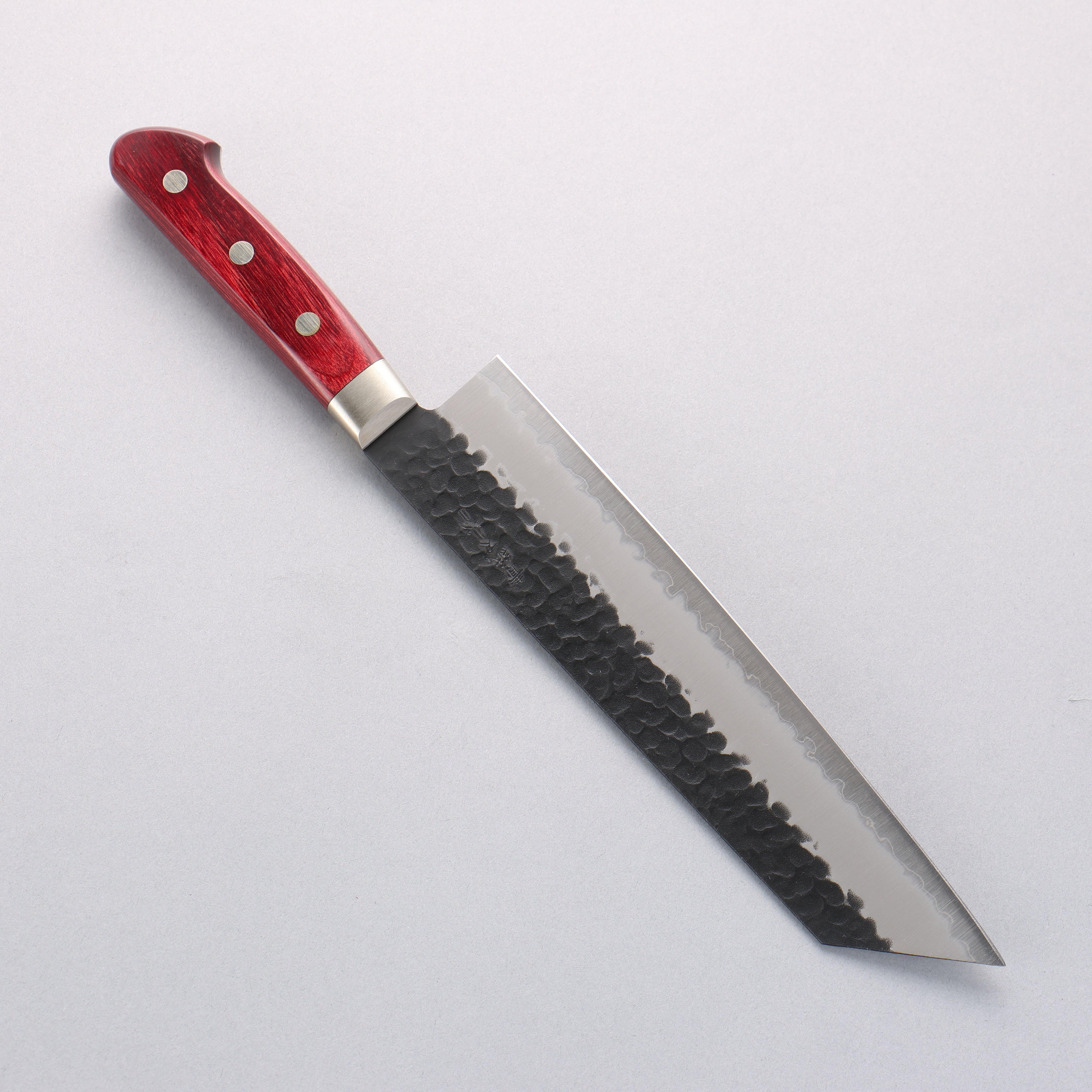 Seisuke Blue Super Hammered Kurouchi Kiritsuke Gyuto 210mm Japanese Chef Knife with Red Pakka Wood Handle – Perfect for Sushi, Sashimi & Precision Cutting