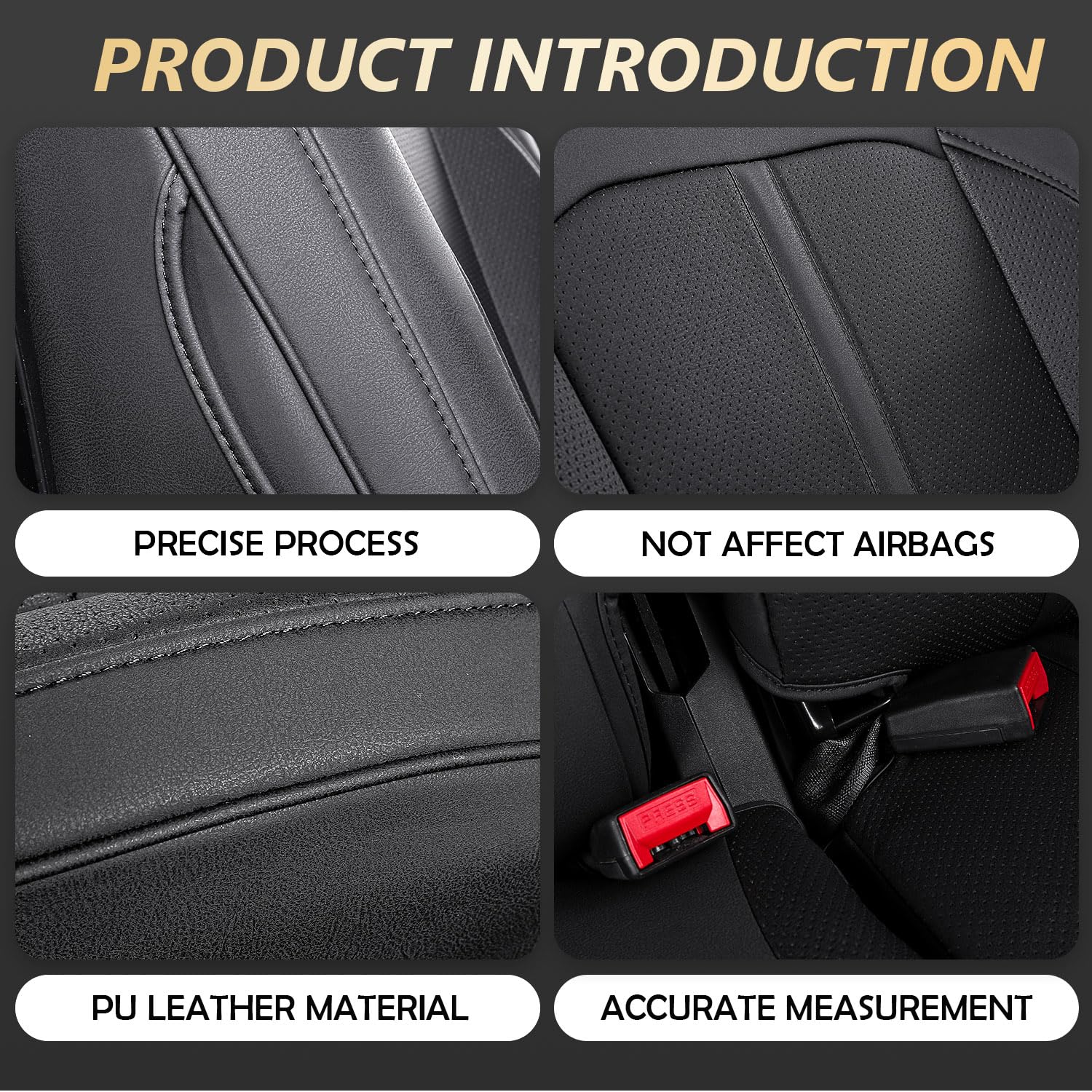 Premium Jeep Wrangler JL Seat Covers (2018-2024) - 4 Door Custom Fit Car Seat Protectors - Black PU Leather Accessories for Jeep Wrangler JL Without Cup Holder - Perfect for Off-Roading, Camping & Daily Driving