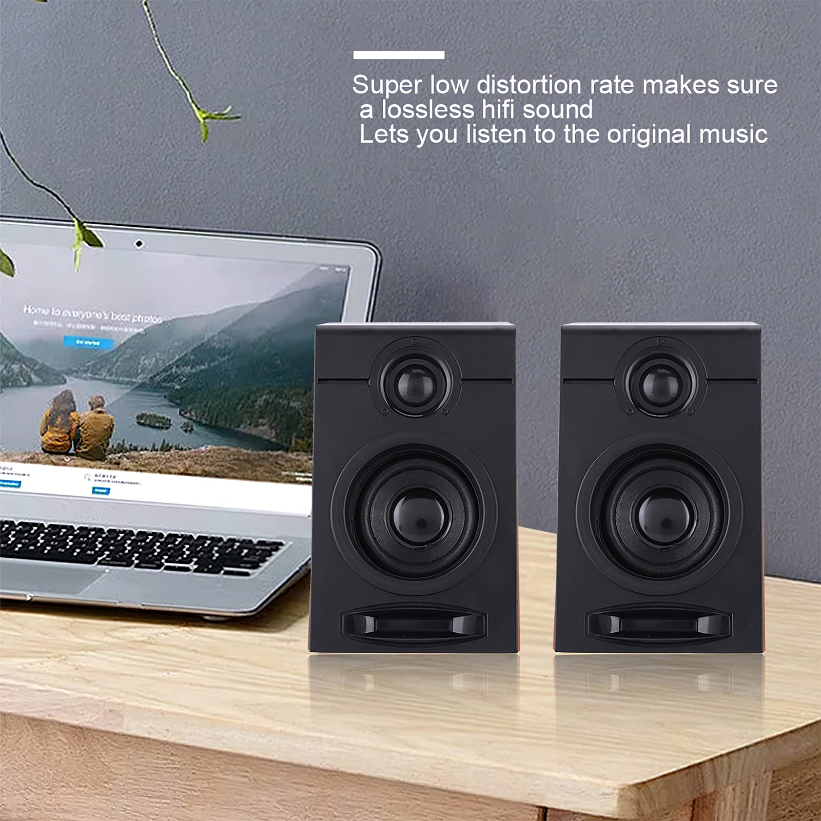 2pcs Mini Subwoofer Speakers Computer Kit - Enhanced Bass Multimedia Speakers with Non-Slip Mat for Home Studio, Desktop, and Gaming Setup