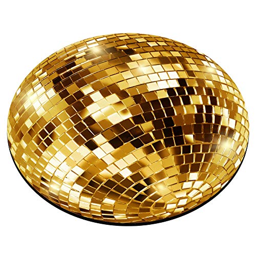 Smooffly Gold Disco Ball Round Mouse Pad - Custom Glitter Sequin Computer Mousepad for Laptop & PC - Perfect for Gaming, Office Work & Disco Party Decor