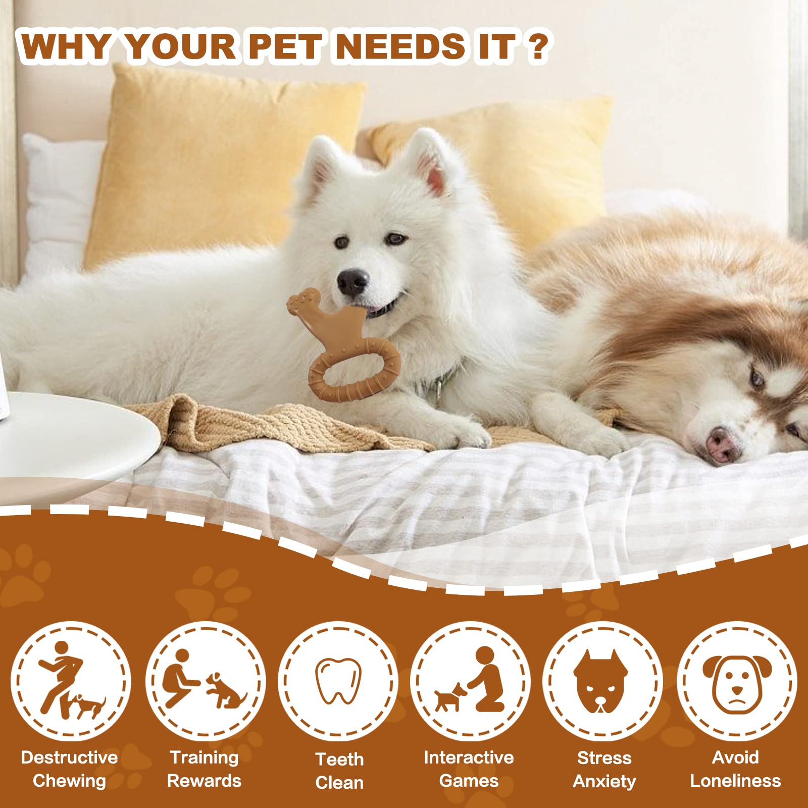 Durable VIWIK Dog Chew Toys for Aggressive Chewers - Tough Chew Bones for Large, Medium & Small Dogs - Long-Lasting Puppy Toys for Smart Breeds - Perfect for Teething, Boredom Relief & Training