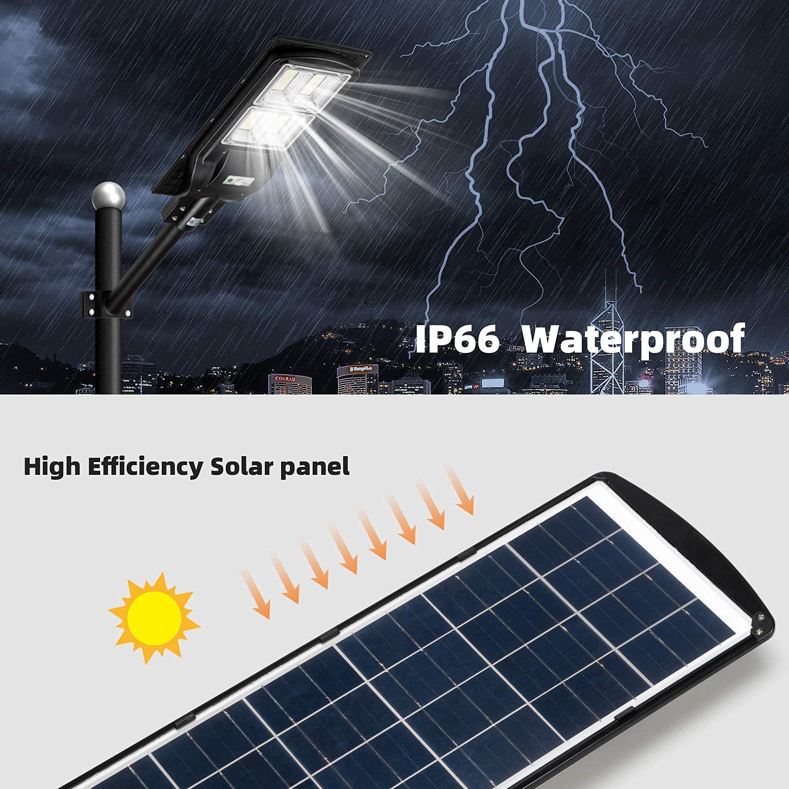 2 Pack 60W & 1 Pack 120W Solar Powered Street Lights Outdoor - Waterproof LED Solar Street Lighting for Driveway, Garden, Pathway, Parking Lot & Backyard