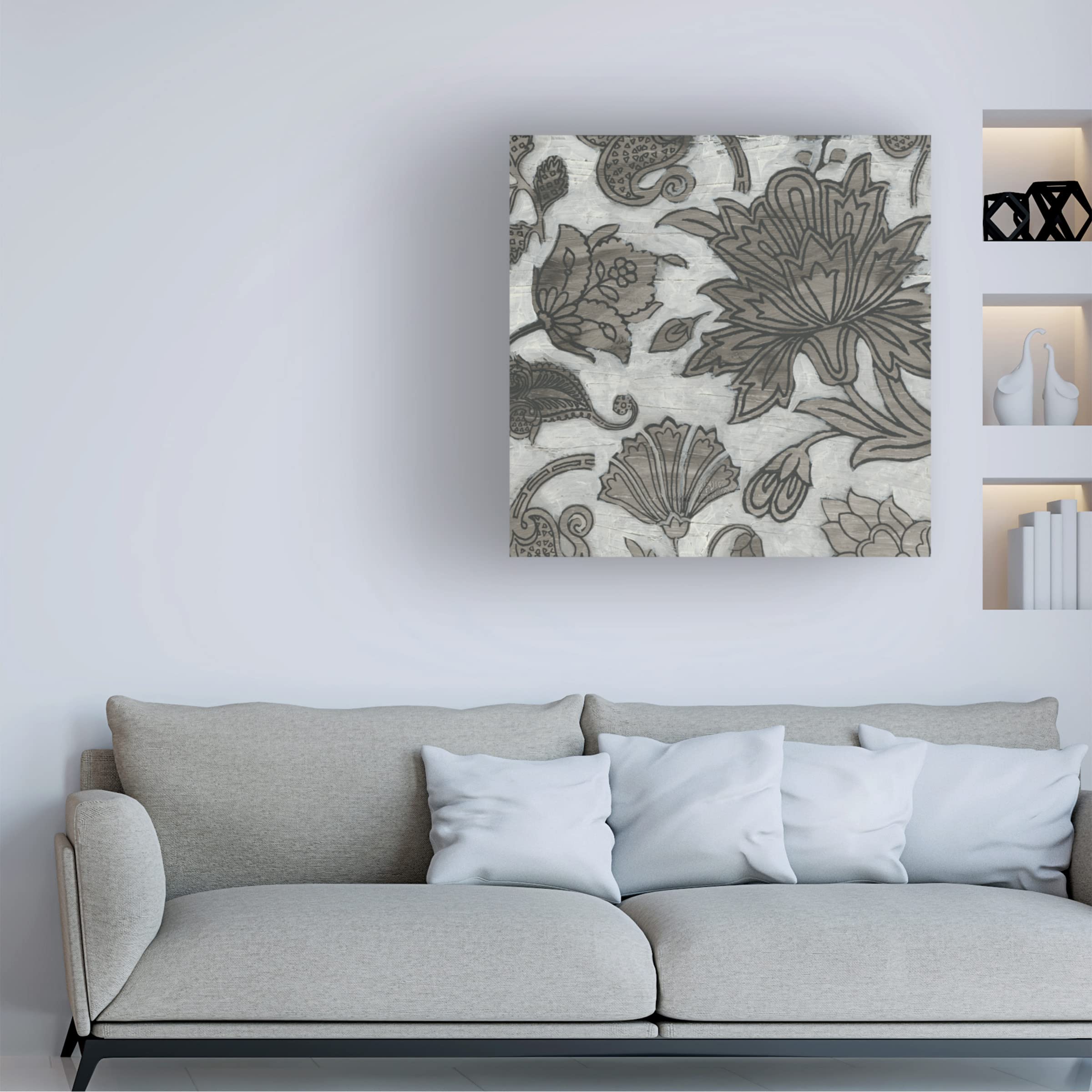 Trademark Fine Art 'Barnwood Chintz IV' Canvas Wall Art by June Erica Vess - Modern Farmhouse Decor for Living Room, Bedroom & Office