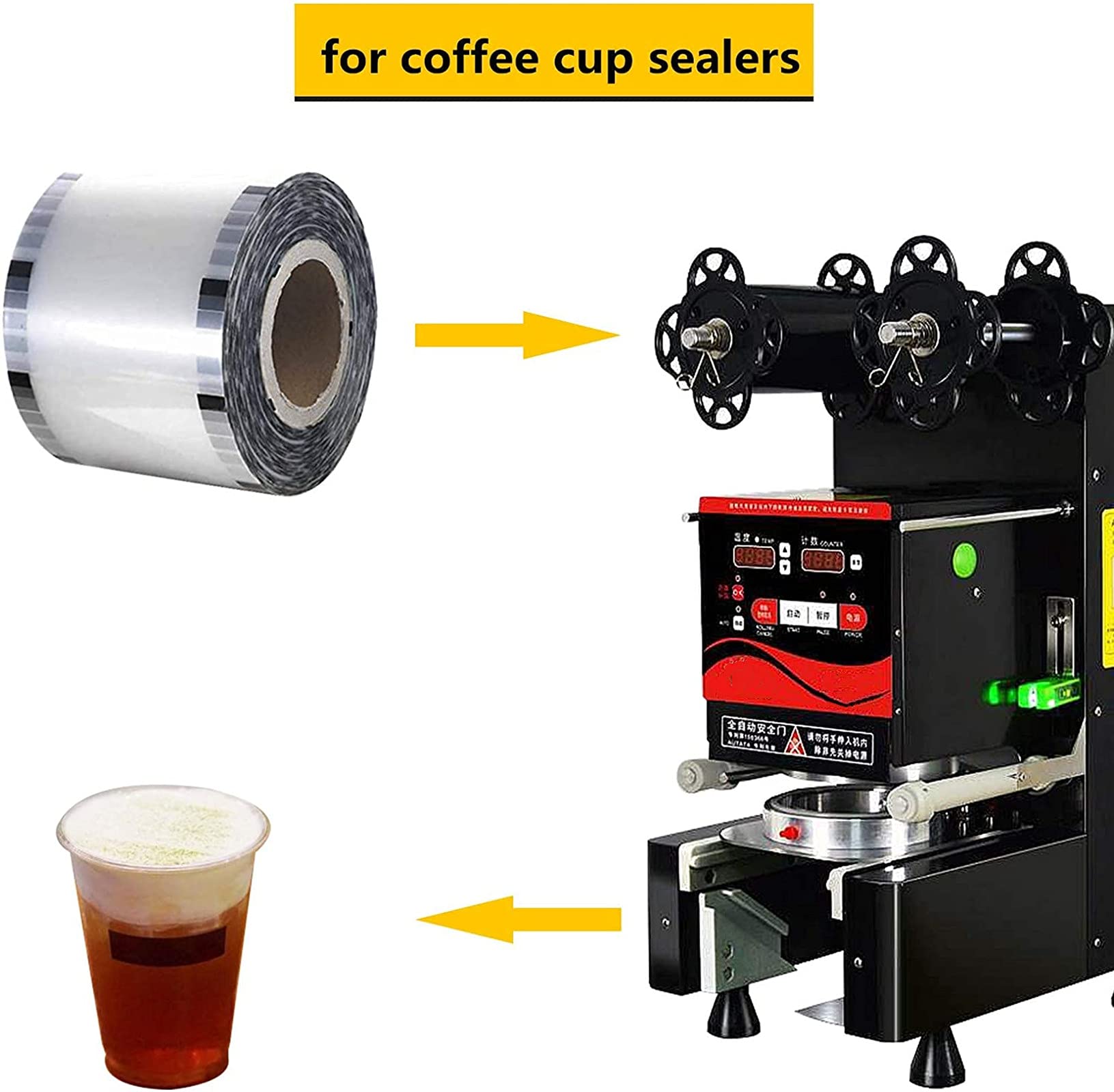 95mm/90mm JIAWANSHUN Cup Sealing Film - Heat Sealable Plastic Lid for PP & Paper Cups - Perfect for Bubble Tea, Coffee Shops, and Takeout Drinks