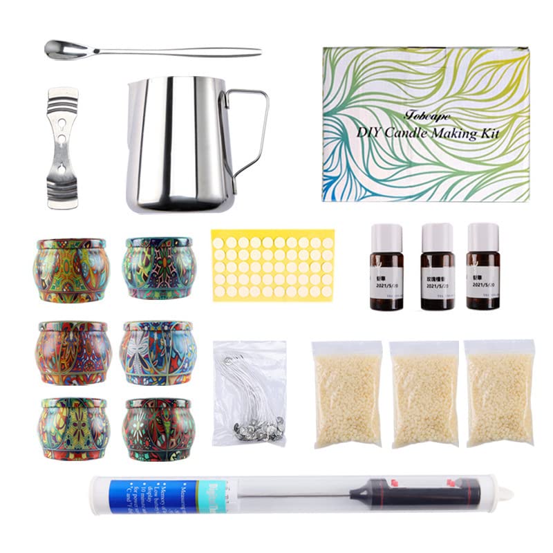 DIY Soy Wax Candle Making Kit - All Natural Aromatherapy Candle Supplies with Beeswax, Wicks & Tools - Perfect for Handmade Gifts, Home Decor & Relaxation (Great for Stress Relief, Meditation & Romantic Ambiance)