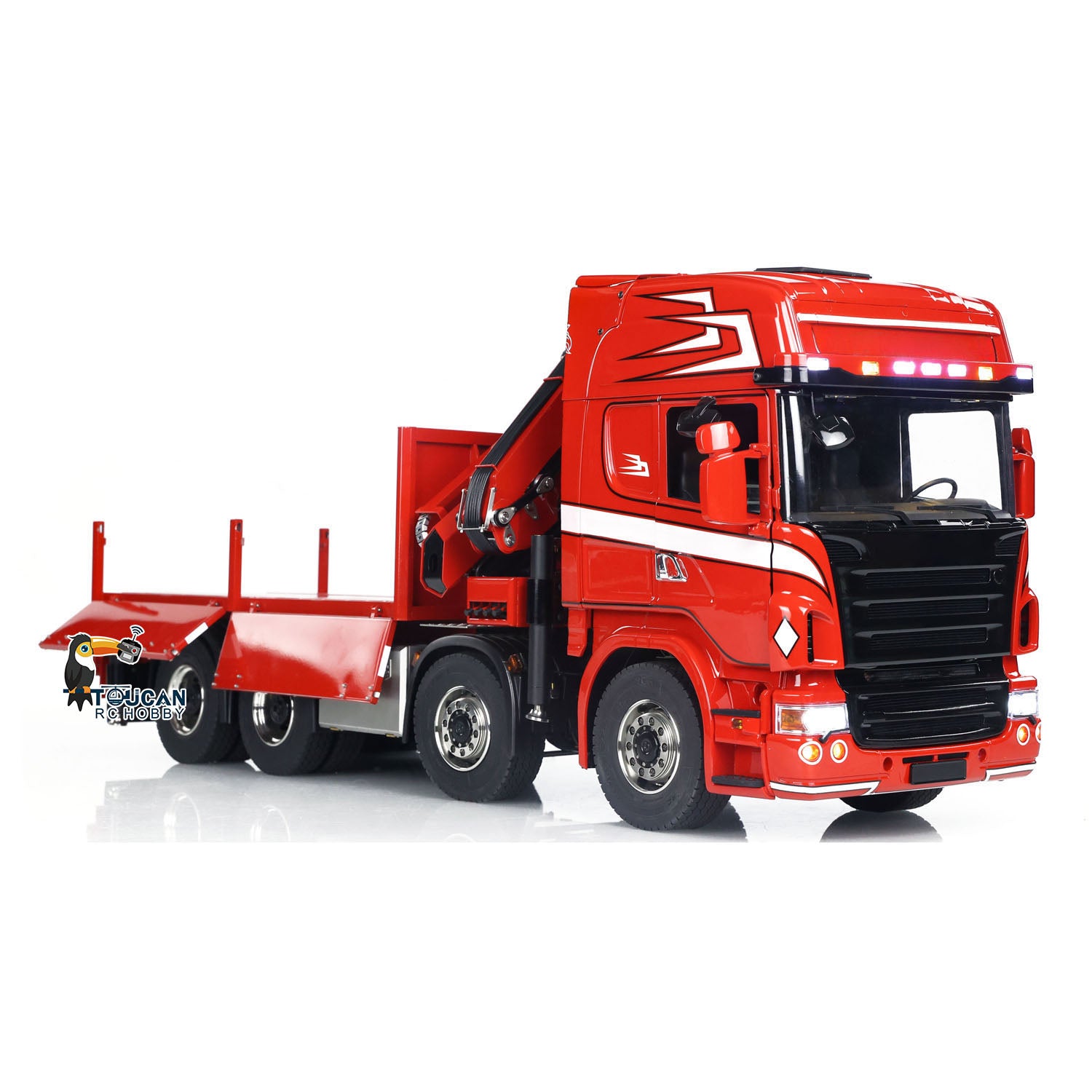 TOUCAN 1/14 Scale 8x8 Hydraulic RC Crane Tractor Truck - Electric Radio Controlled Construction Vehicle with Quick-Attach Bucket & 3-Speed Transmission - Perfect for Construction Site Play & RC Hobby Enthusiasts