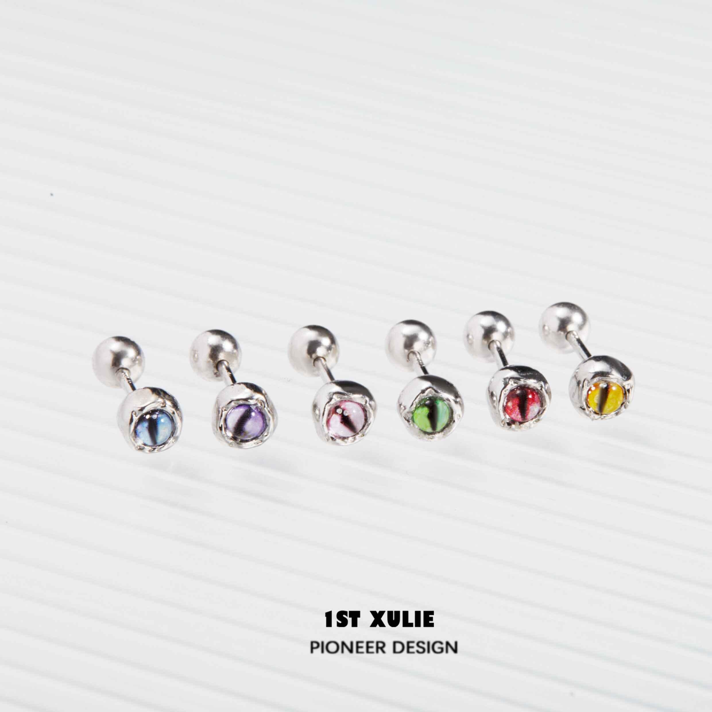 Little Demon Colorful S925 Sterling Silver Devil Eyes Stud Earrings for Women - Gothic Punk Jewelry for Halloween, Cosplay & Alternative Fashion