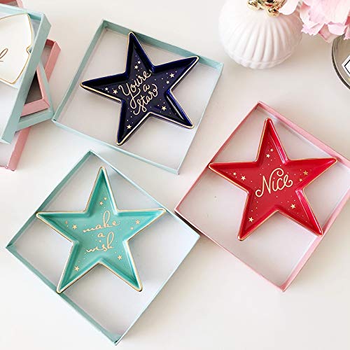 Stephanie Imports Star-Shaped Ceramic Trinket Plate - Decorative Jewelry Dish for Rings, Earrings & Small Accessories - Perfect for Vanity, Dresser & Bathroom Organization