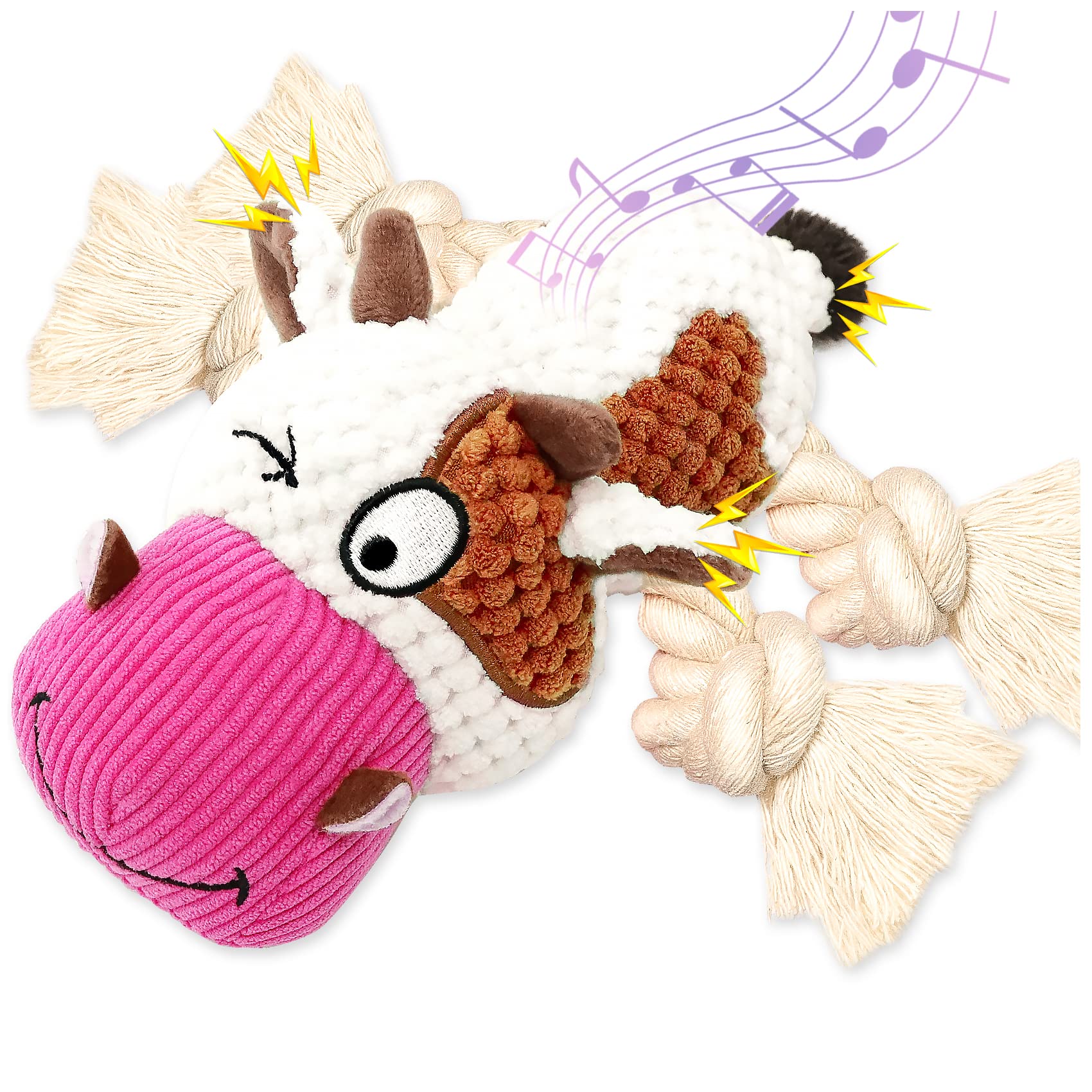 Durable Dog Chew Toys for Puppies - Squeaky Plush Toys with Crinkle Paper for Small & Medium Dogs | Teeth Cleaning Chew Toy for Puppy Training & Playtime