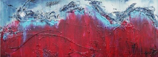 160cm x 60cm Modern Abstract Red Canvas Wall Art Painting - Large Contemporary Home Decor for Living Room, Bedroom & Office
