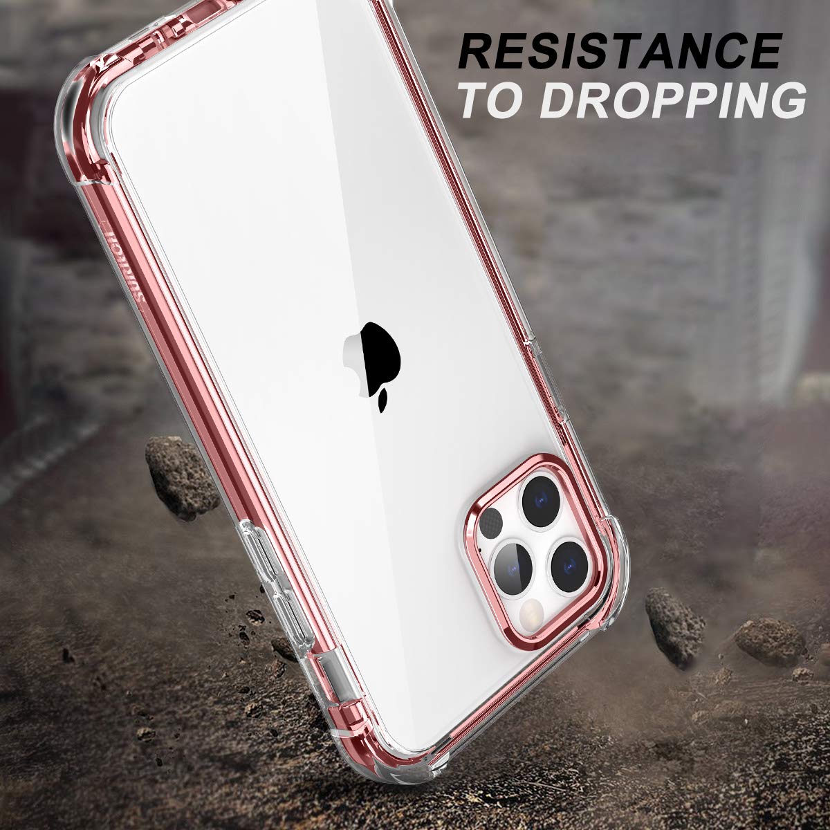 SURITCH Clear Shockproof Phone Case for iPhone 12 Pro Max 6.7-inch with Built-in Screen Protector | Full Body Protection Rugged Cover (Rose Gold) | Perfect for Outdoor Activities, Work & Daily Use