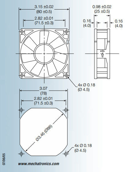 80x80x25mm 24V Medium Speed Cooling Fan - Mechatronics F8025M24B1 for PC, Electronics & Industrial Equipment Cooling