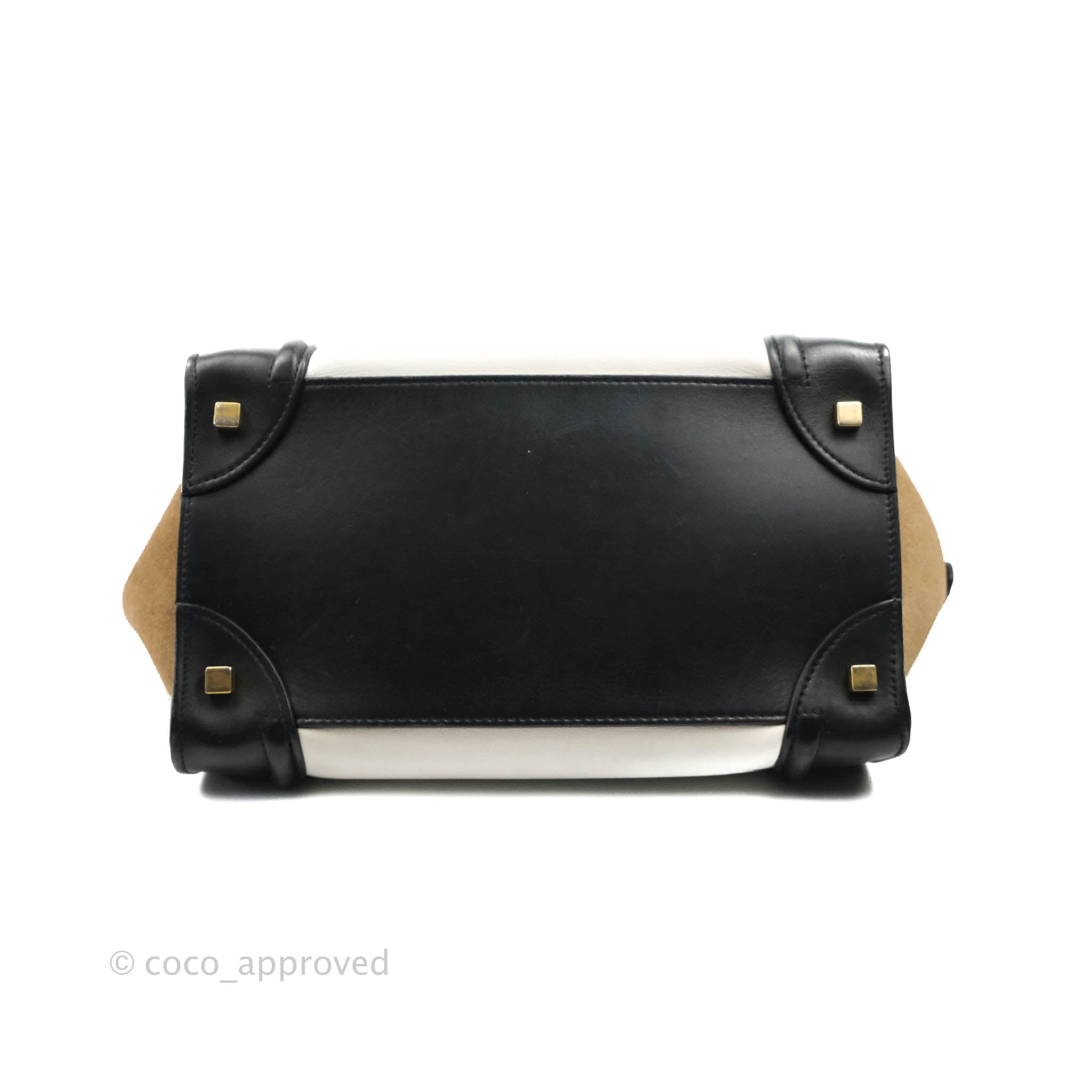 Celine Mini Luggage Bag in Black, White & Brown Calfskin Leather - Perfect for Work, Travel & Everyday Use