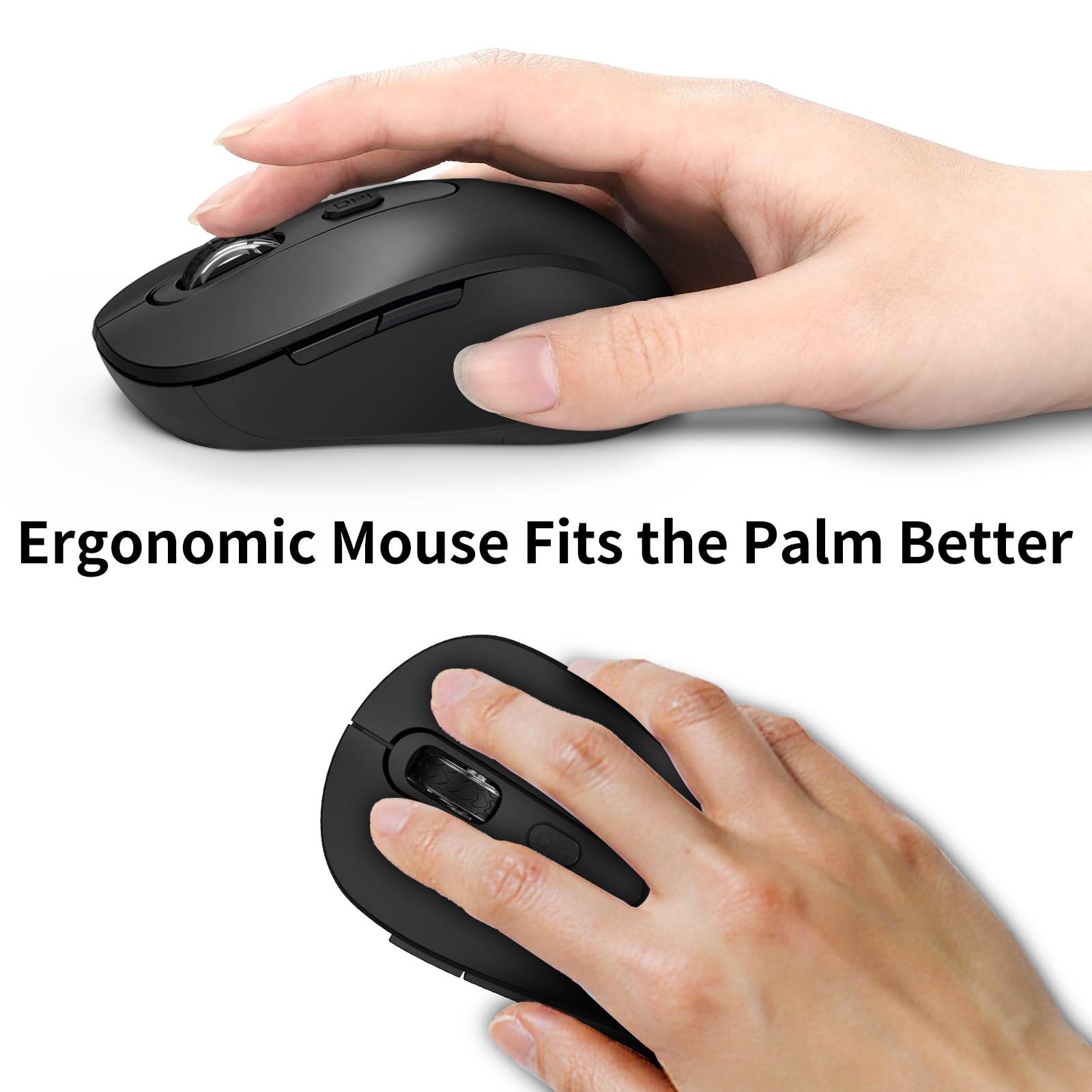 Wireless Silent Mouse for Laptop, PC, Chromebook, Mac - 2400 DPI Ergonomic USB Mouse with Side Buttons, Anti-Slip Scroll Wheel & Nano Receiver - Perfect for Office, Gaming & Home Use (Black)