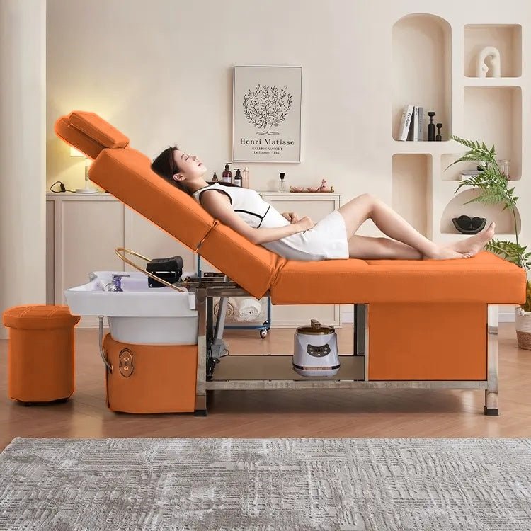 Premium Adjustable Thai Japanese Head Spa Backwash Shampoo Sink Bed with Luxury Design - Perfect for Salon, Spa & Home Relaxation Therapy