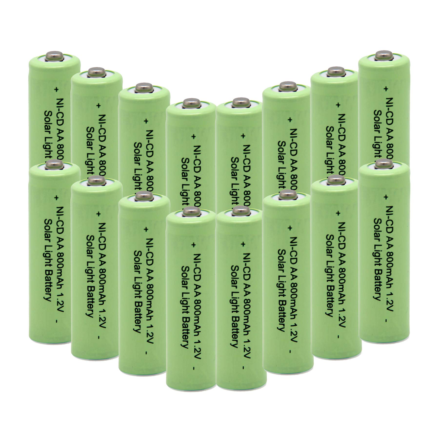 XUNTU QBLPOWER Ni-CD AA 800mAh 1.2V Rechargeable Batteries (16-Pack) for Solar Outdoor Lights, Garden & Lawn Lamps - Long Lasting Power for Solar Path Lights, Landscape Lighting & Yard Decorations