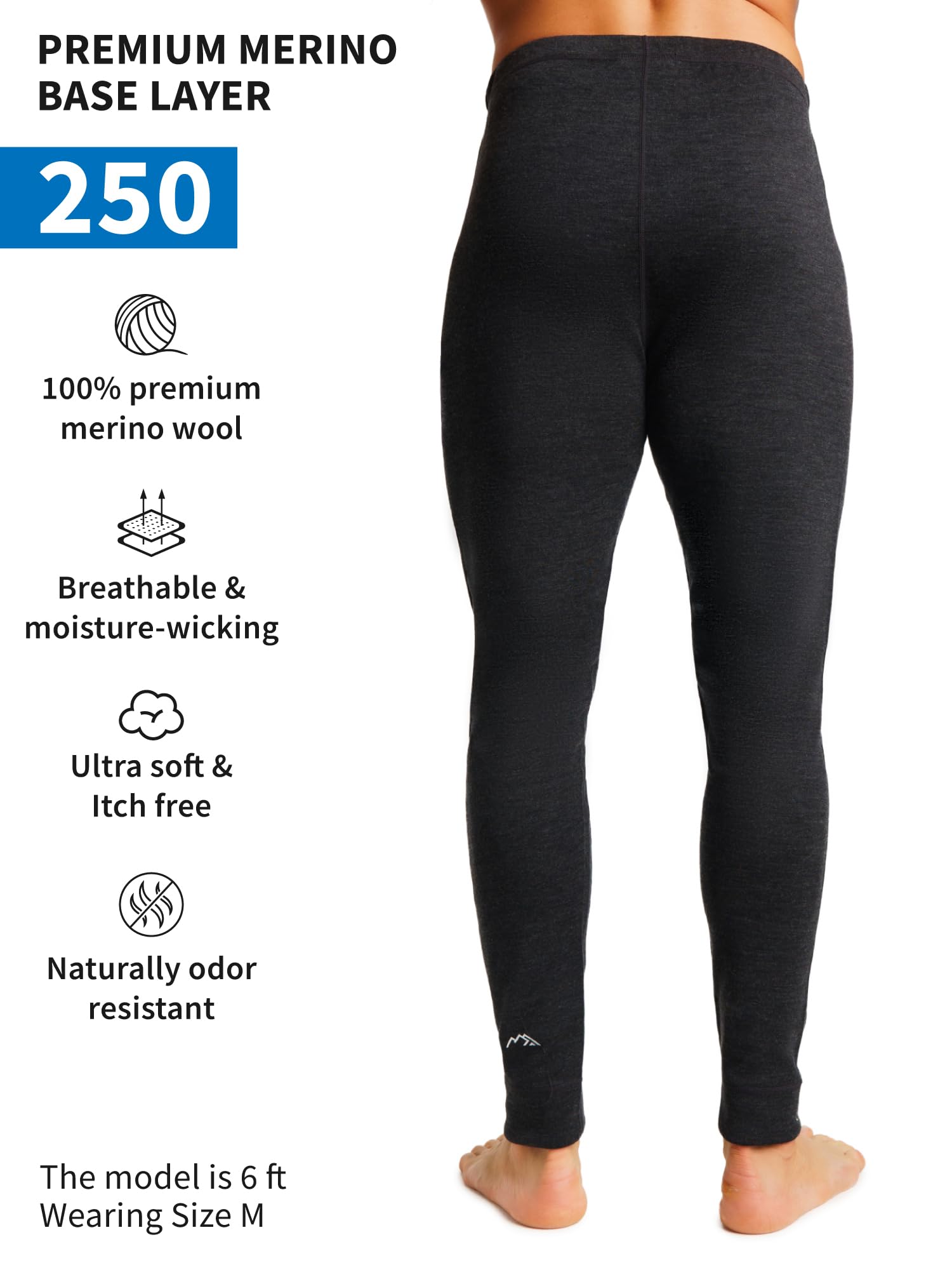 100% Merino Wool Base Layer Pants for Men - Heavyweight, Midweight & Lightweight Thermal Underwear Long Johns with Socks | Winter Hiking, Skiing & Cold Weather Outdoor Activities