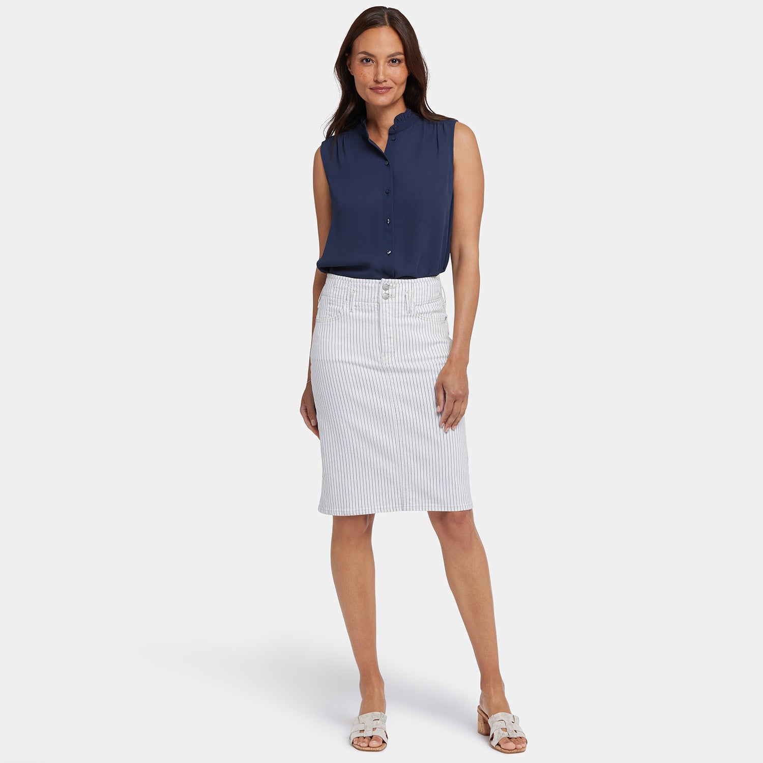 High Waist Skirt | Palencia Stripe Midi Skirt for Women | Perfect for Office, Casual Outfits & Summer Vacations